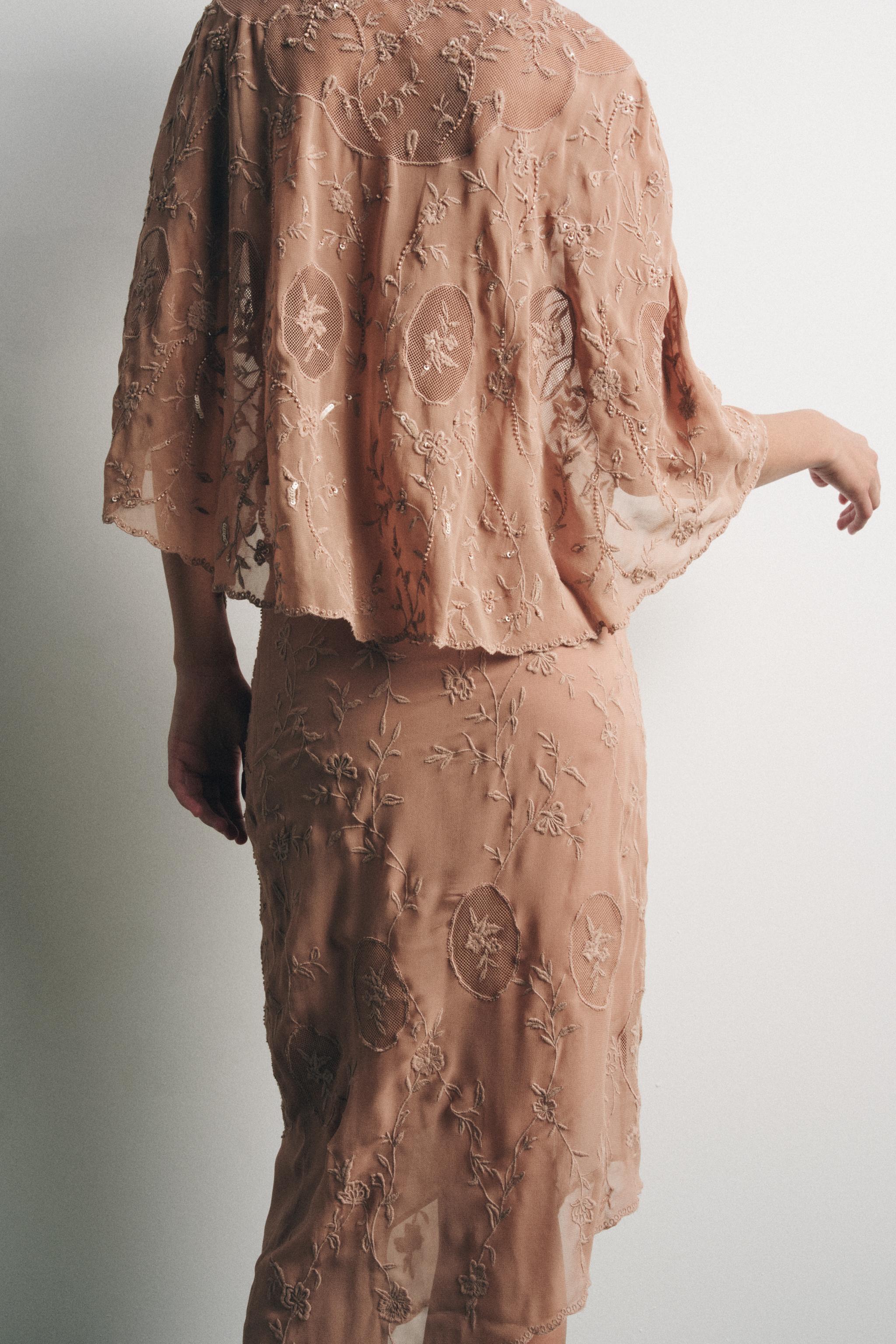 GEORGETTE EMBROIDERED BEADED SKIRT