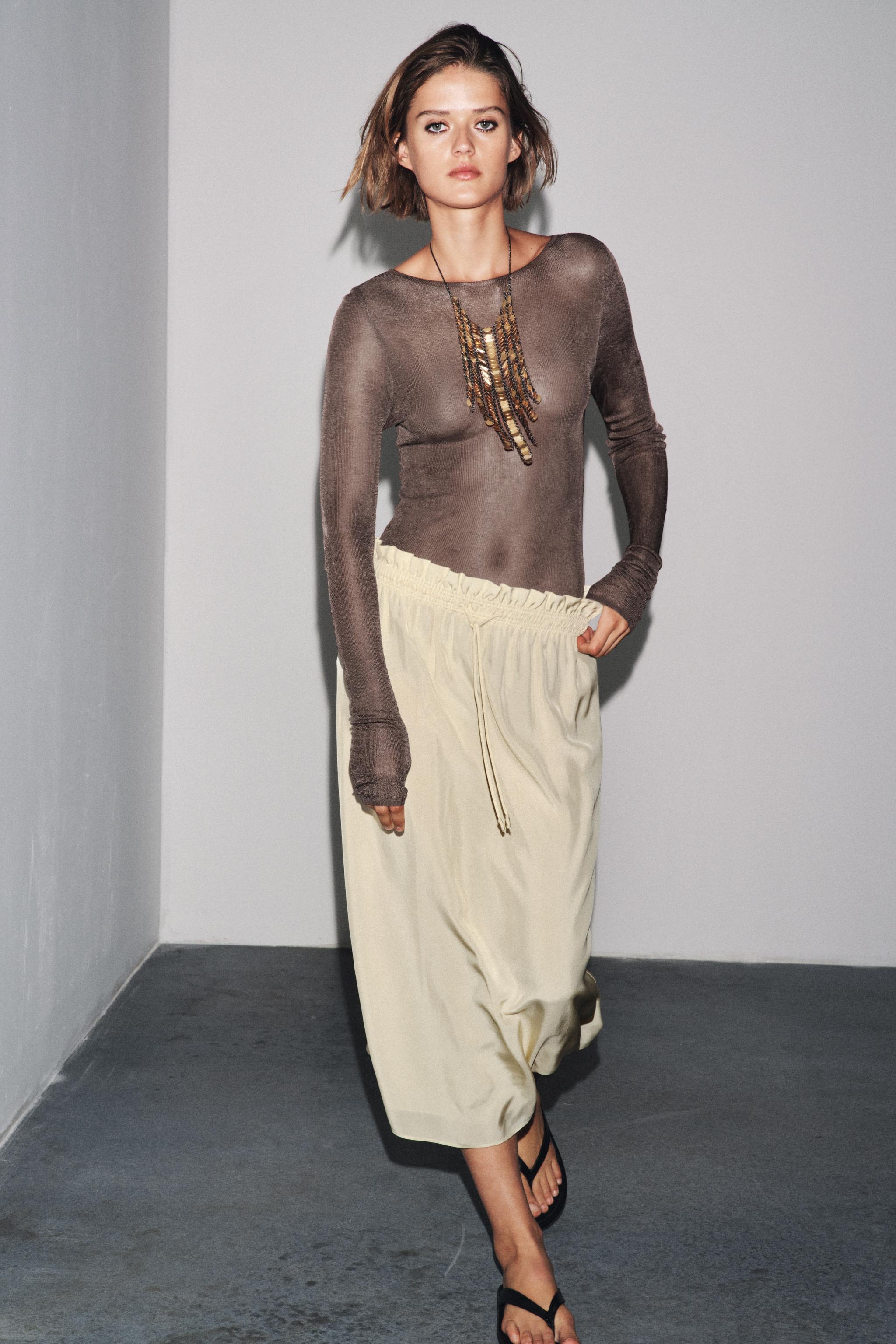 DRAWSTRING MIDI SKIRT ZW COLLECTION