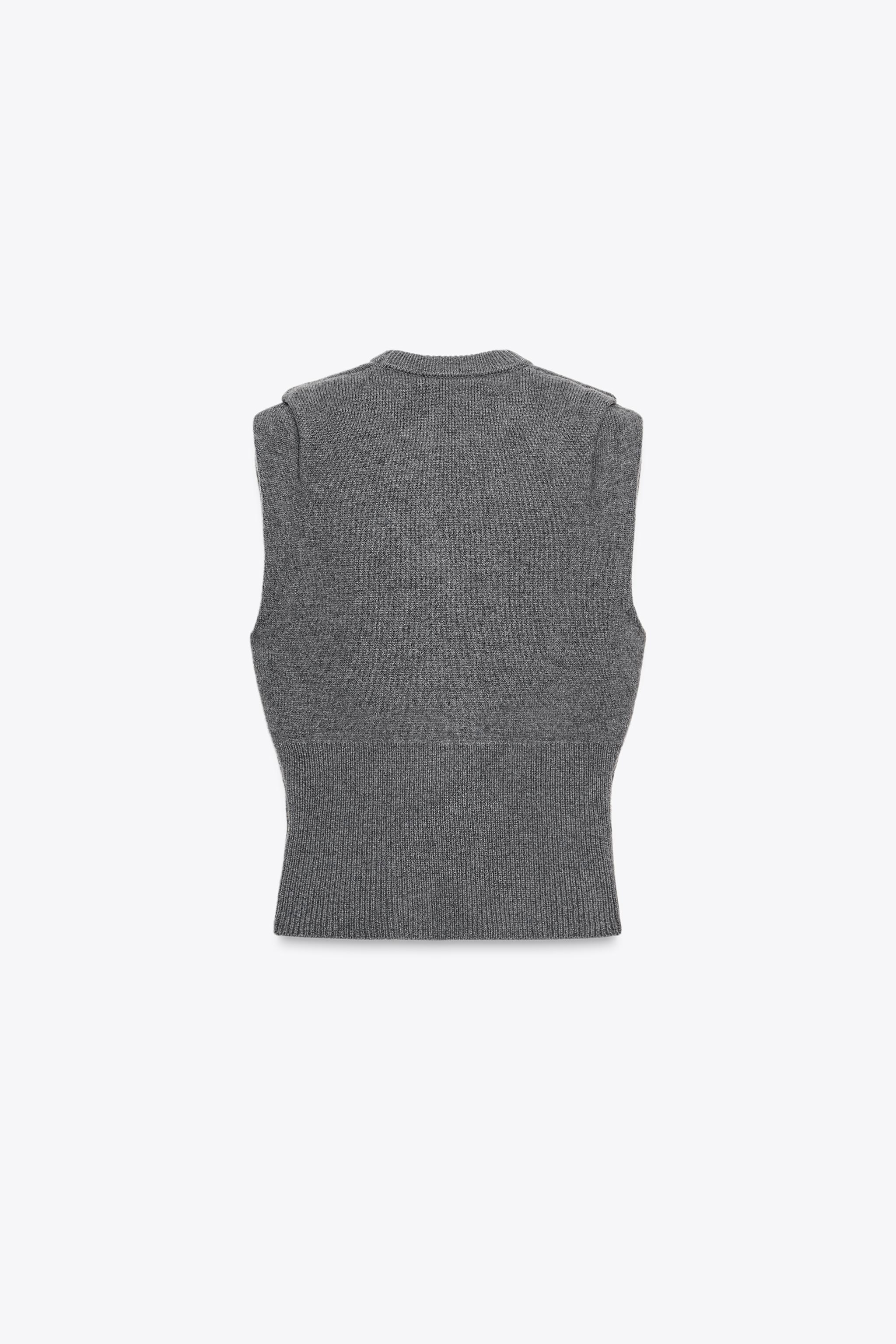 WOOL KNIT SHOULDER PLEAT TANK TOP