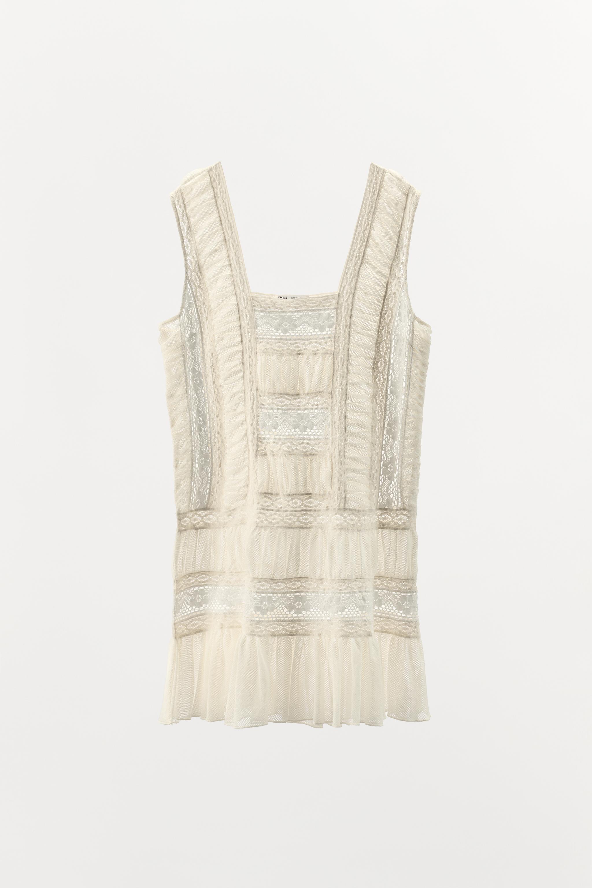PLEATED LACE DRESS