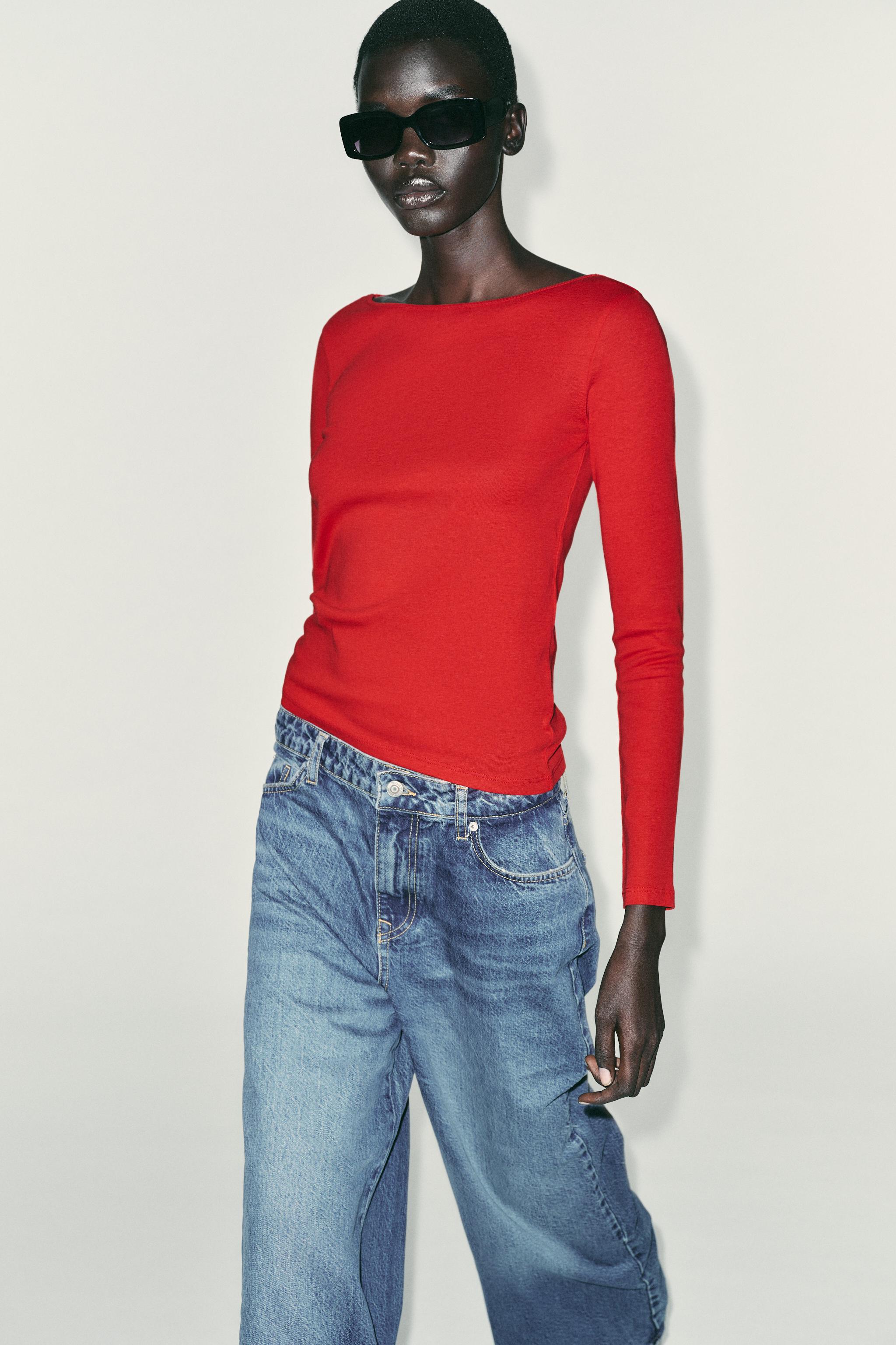 COTTON BOAT NECK T-SHIRT