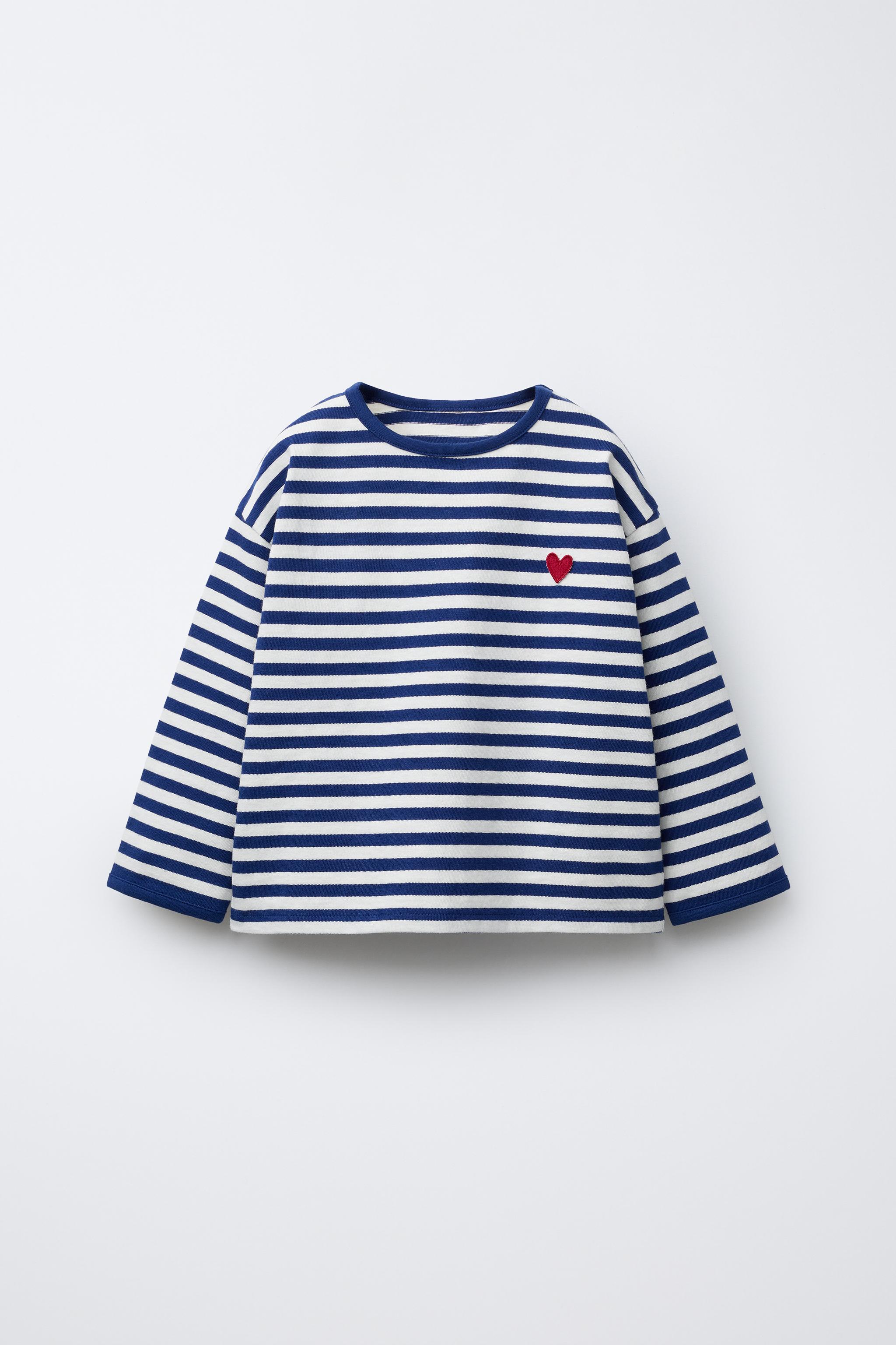 HEAVY WEIGHT WOVEN STRIPE HEART PATCH T-SHIRT