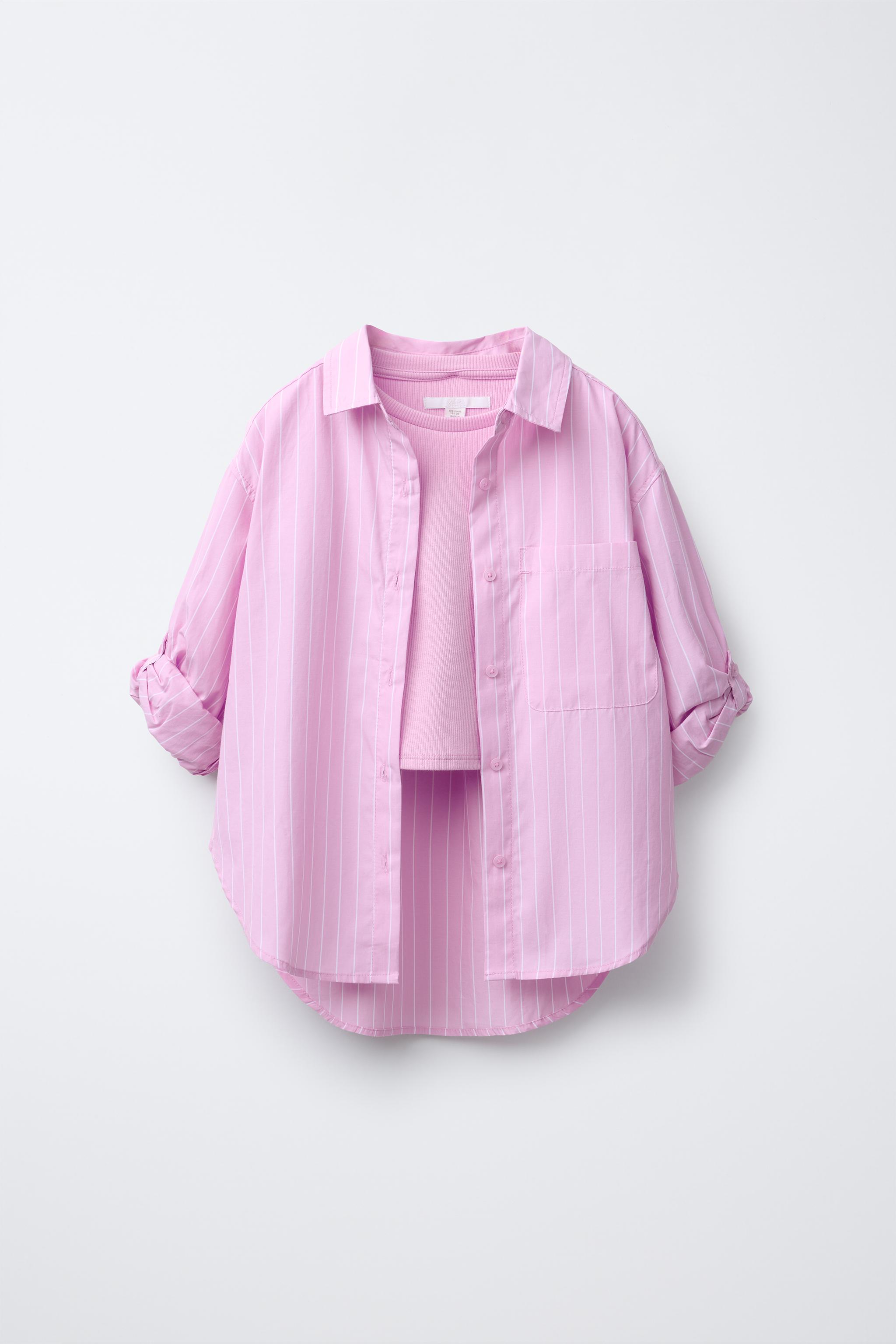 STRIPED POPLIN SHIRT AND RIB T-SHIRT PACK