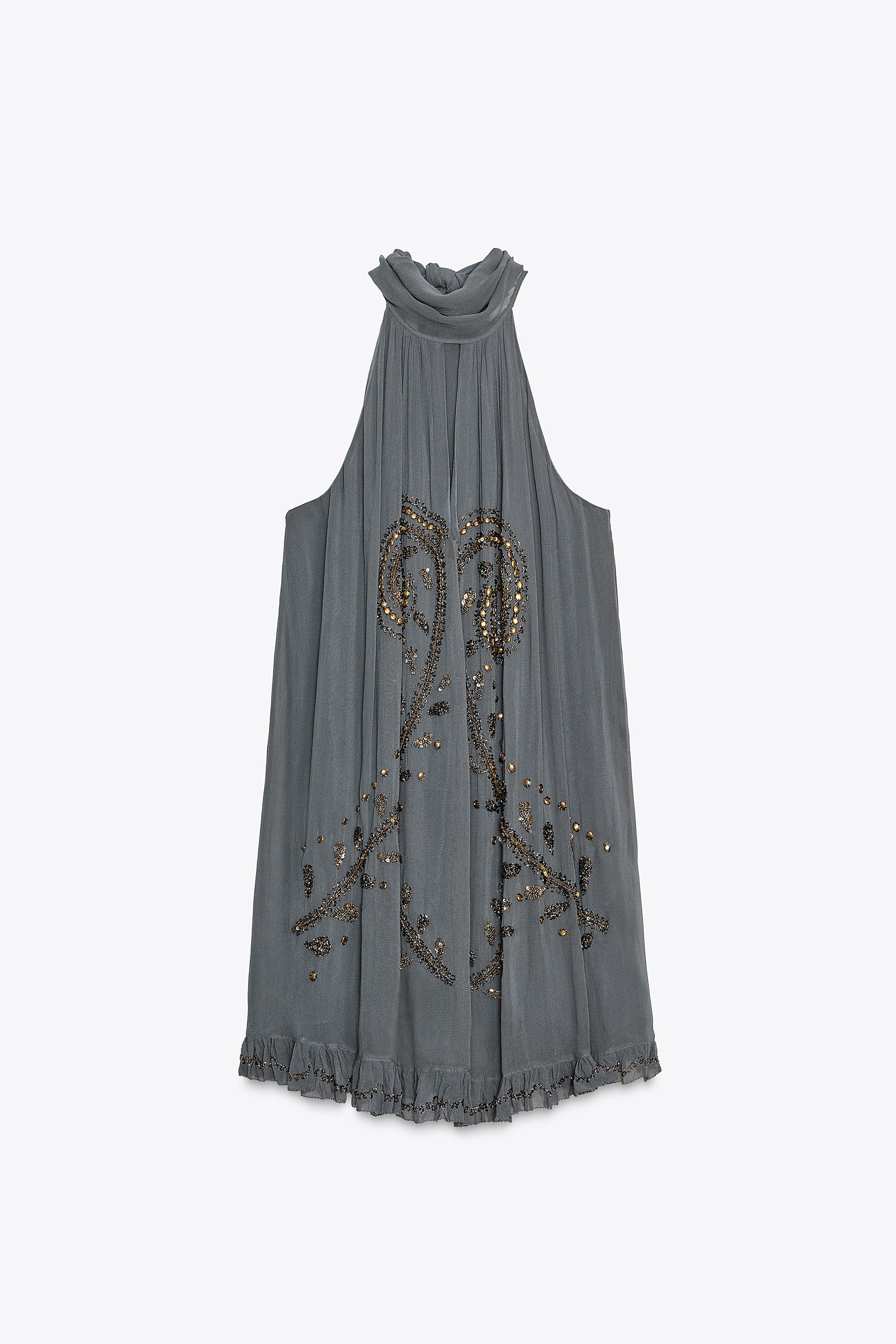 EMBROIDERED HALTER DRESS ZW COLLECTION