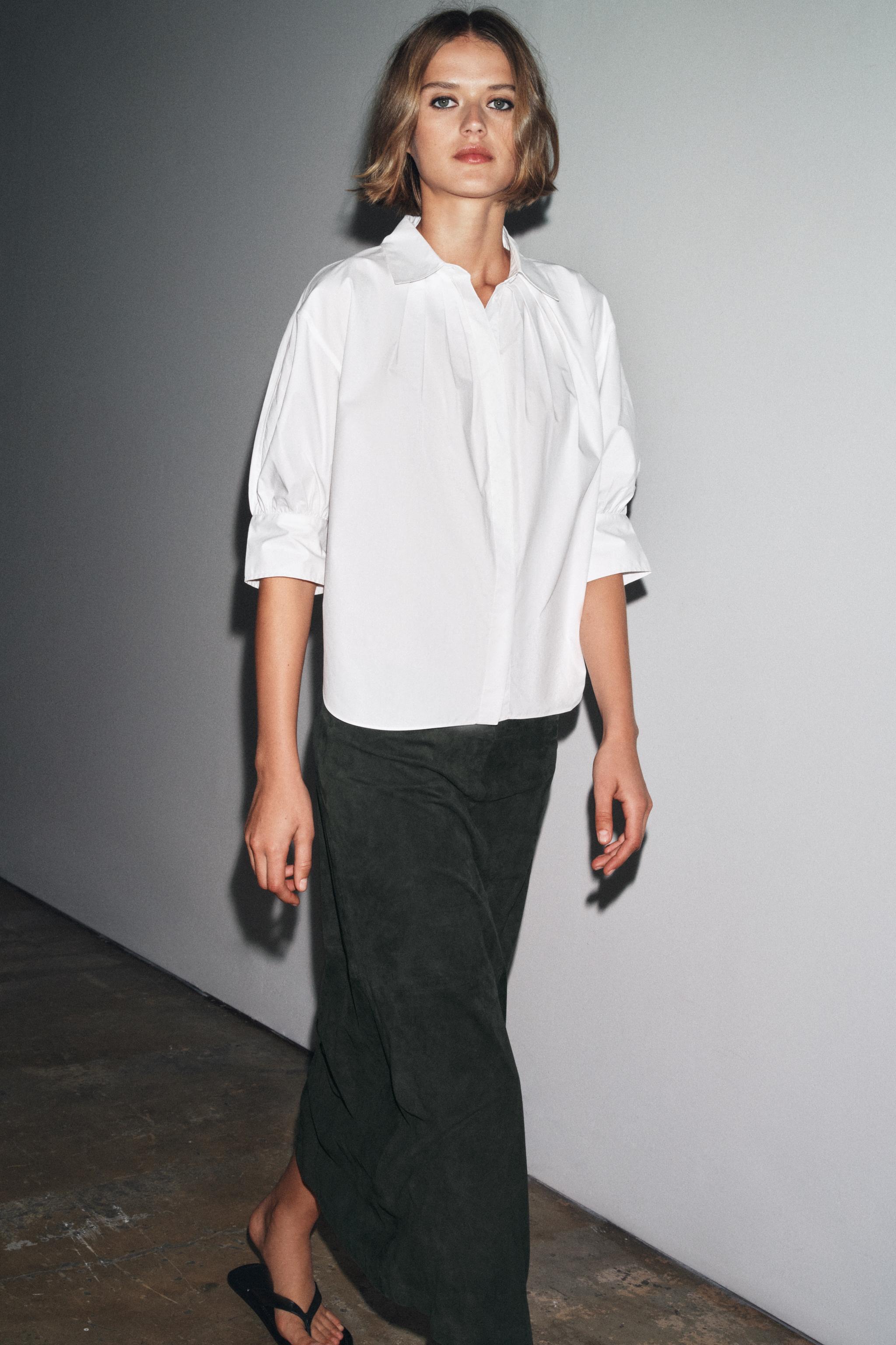 ZW COLLECTION PLEATED BALLOON SLEEVE SHIRT