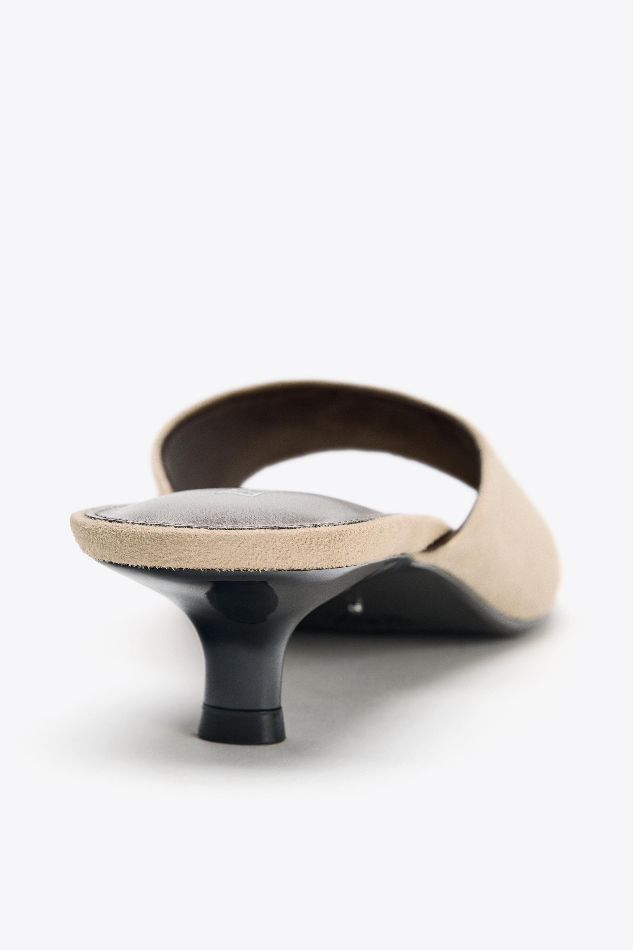SUEDE KITTEN HEEL SANDALS