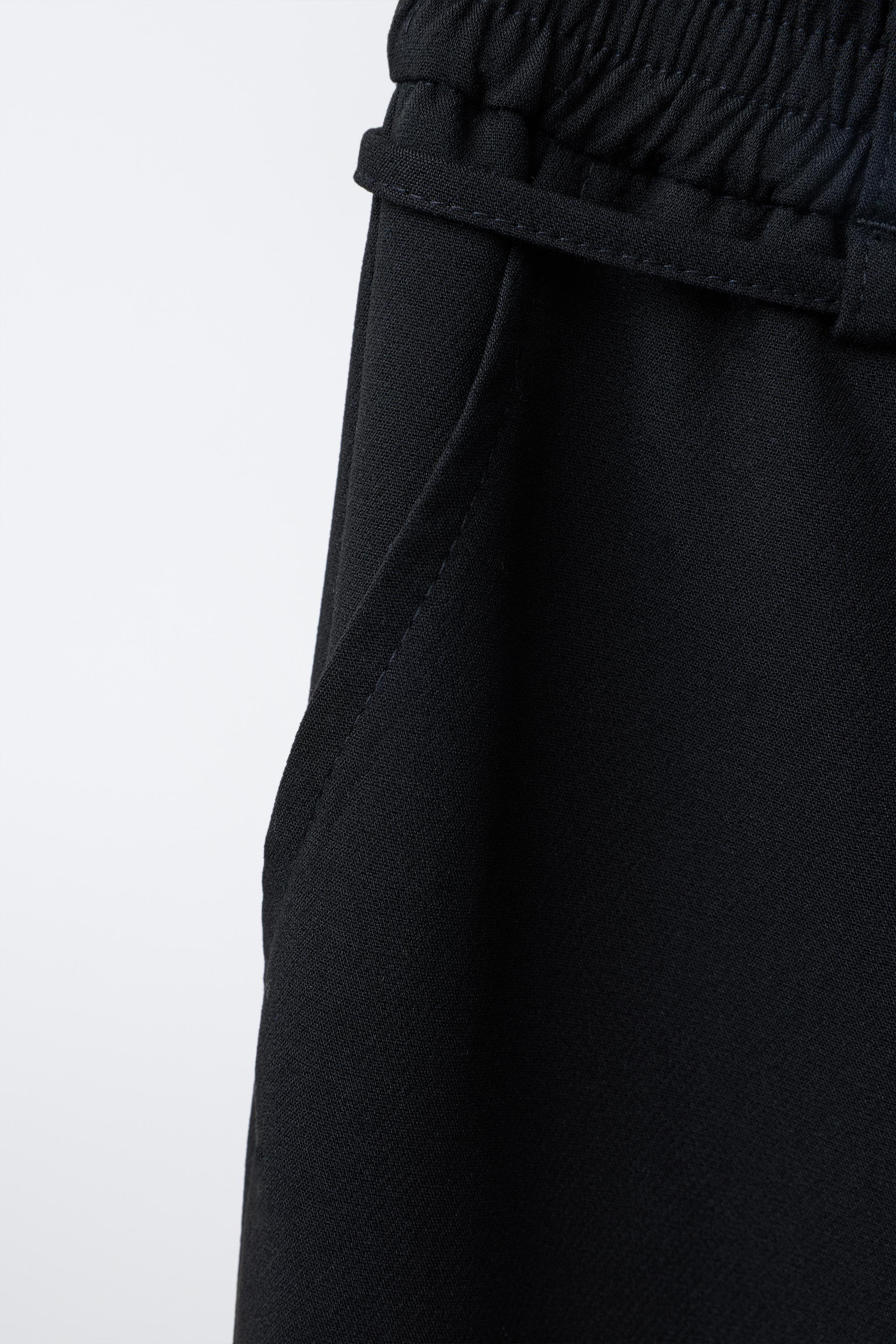 BASIC BELTED WIDE LEG SUIT PANTS