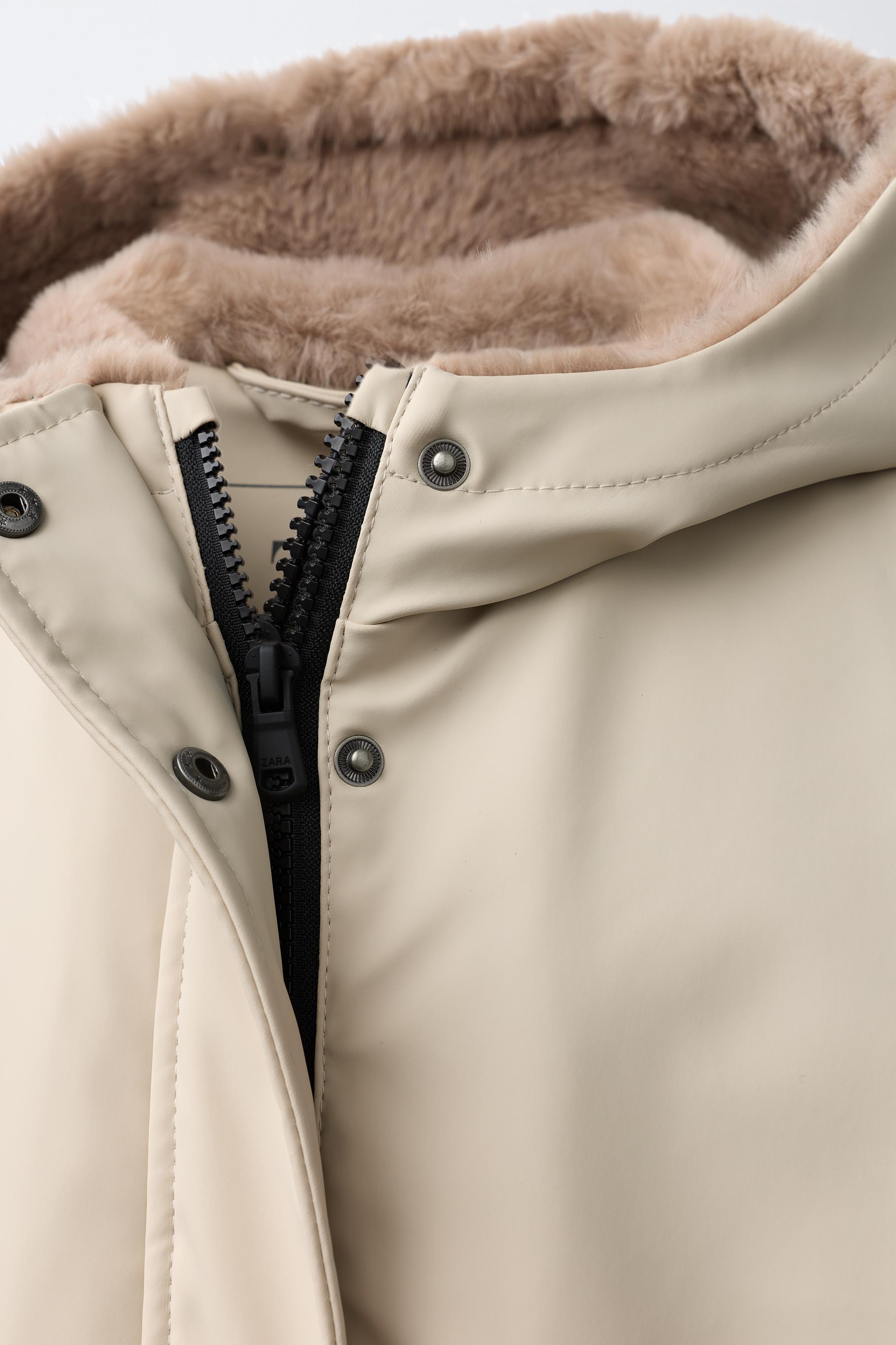 WATER REPELLENT FAUX FUR LINED RUBBERIZED JACKET