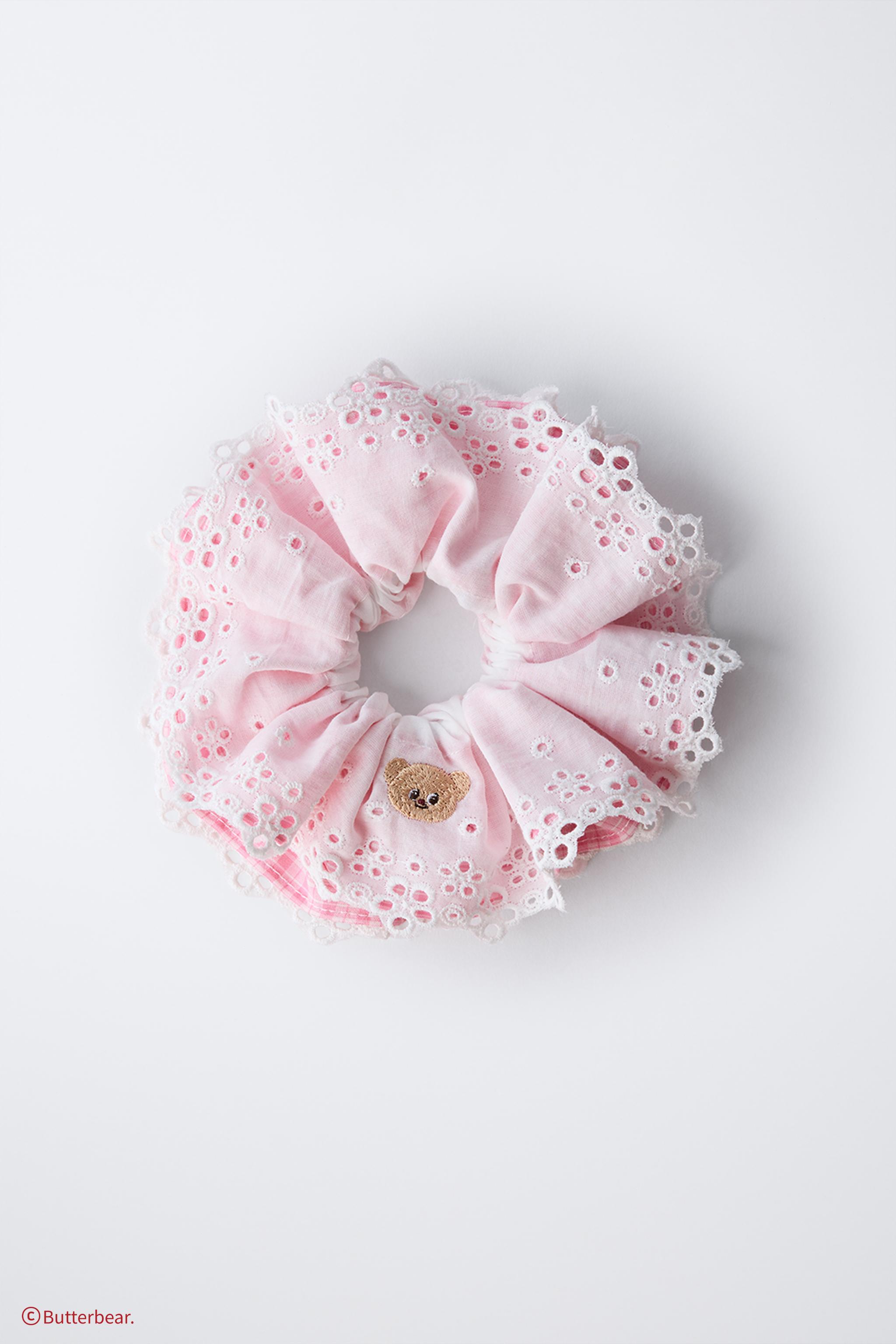 BUTTERBEAR © DOUBLE PLAID AND EMBROIDERED HAIR TIE