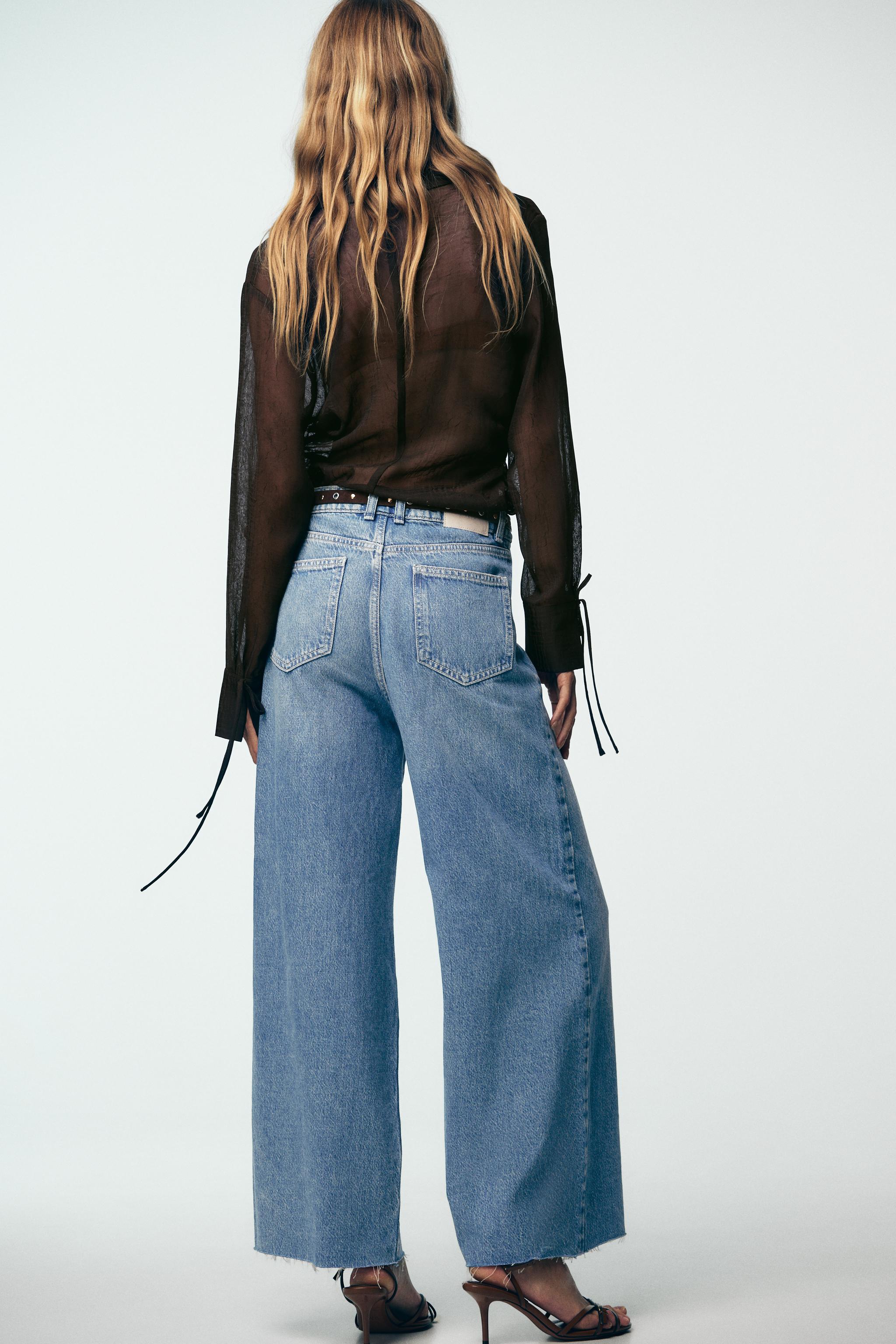 Z1975 WIDE LEG CROPPED HIGH RISE BELTED JEANS