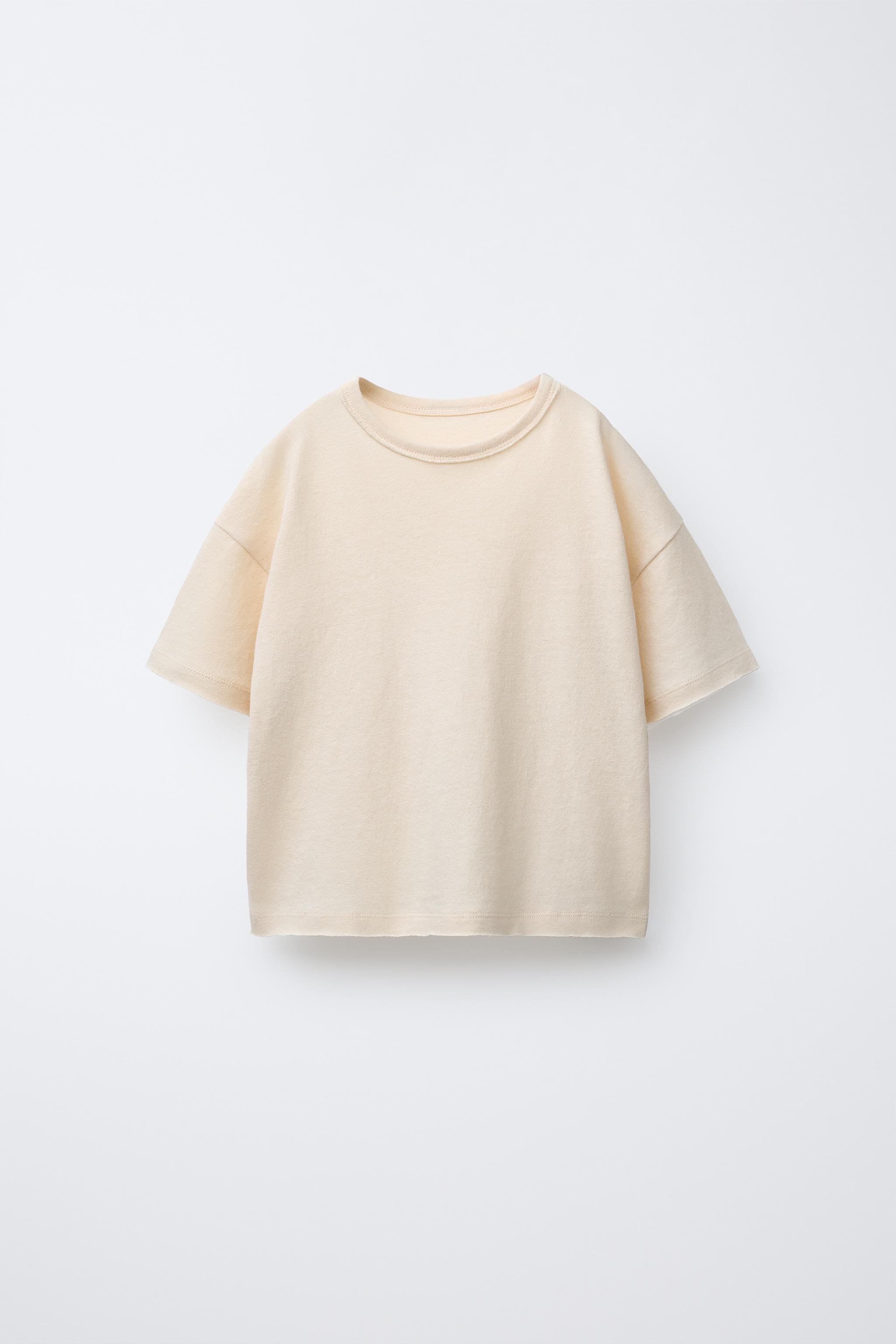 WASHED EFFECT T-SHIRT WITH COTTON AND LINEN