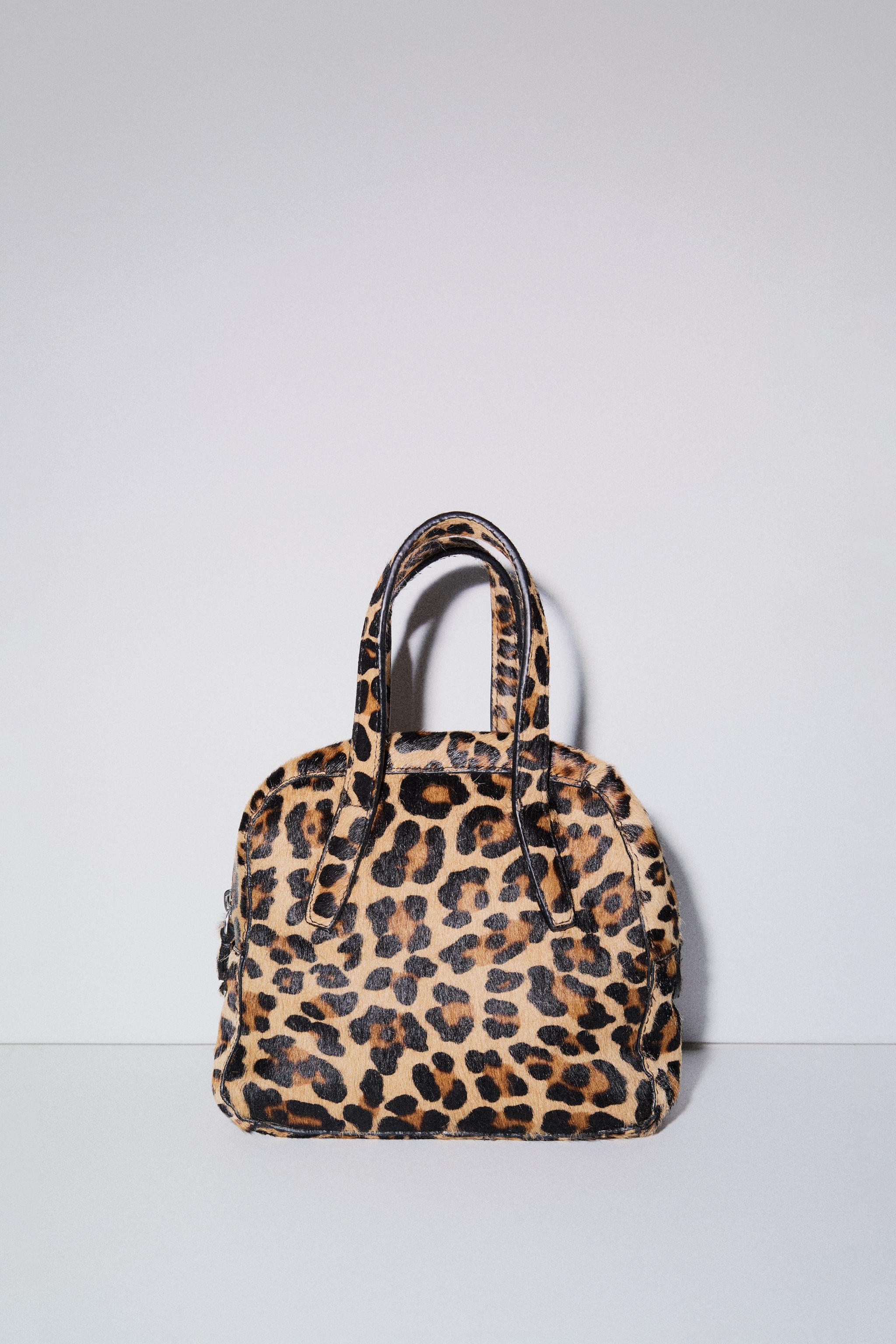 ANIMAL PRINT FUR MINI BOWLING BAG