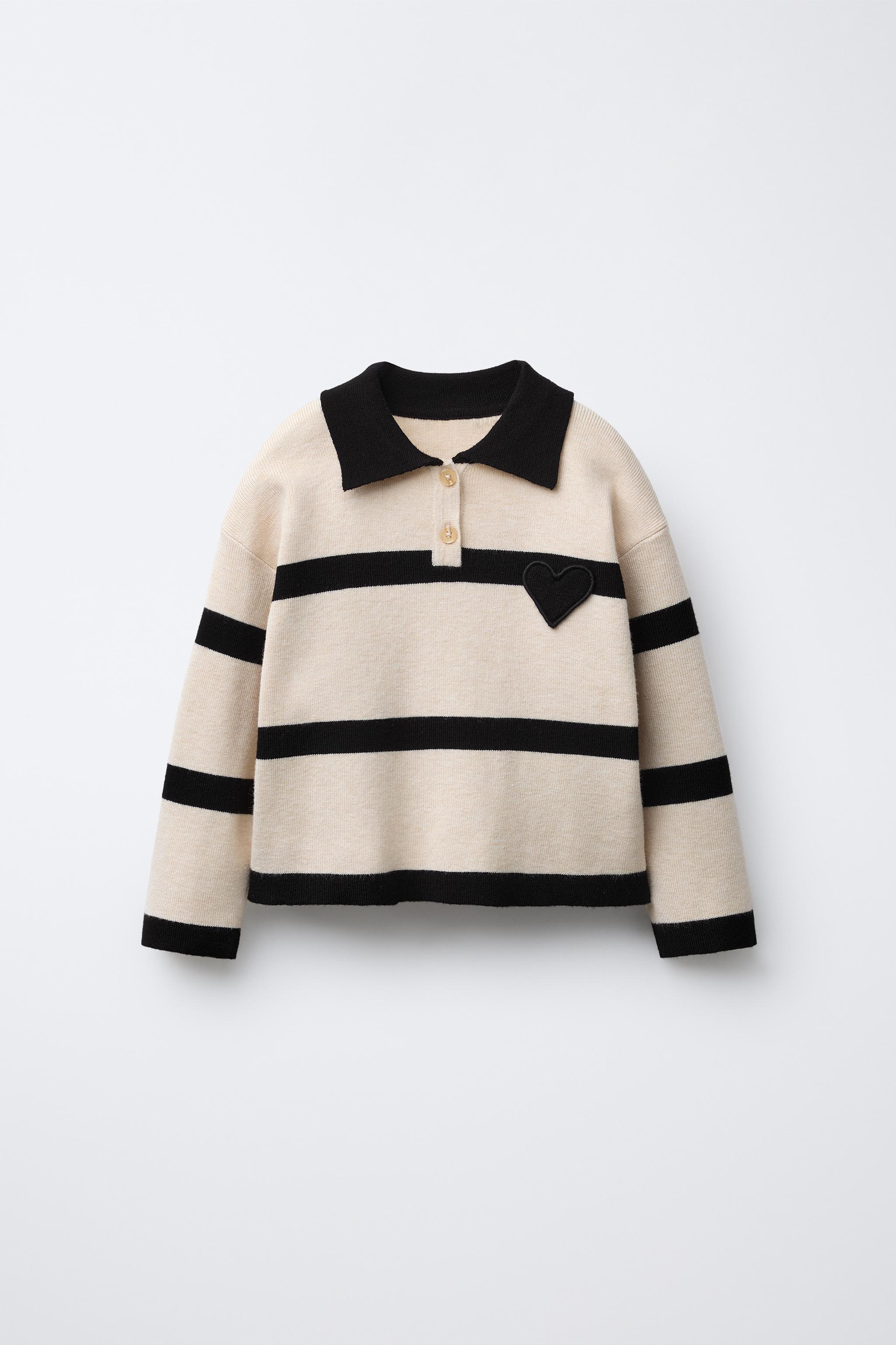STRIPED KNIT HEART POLO SHIRT