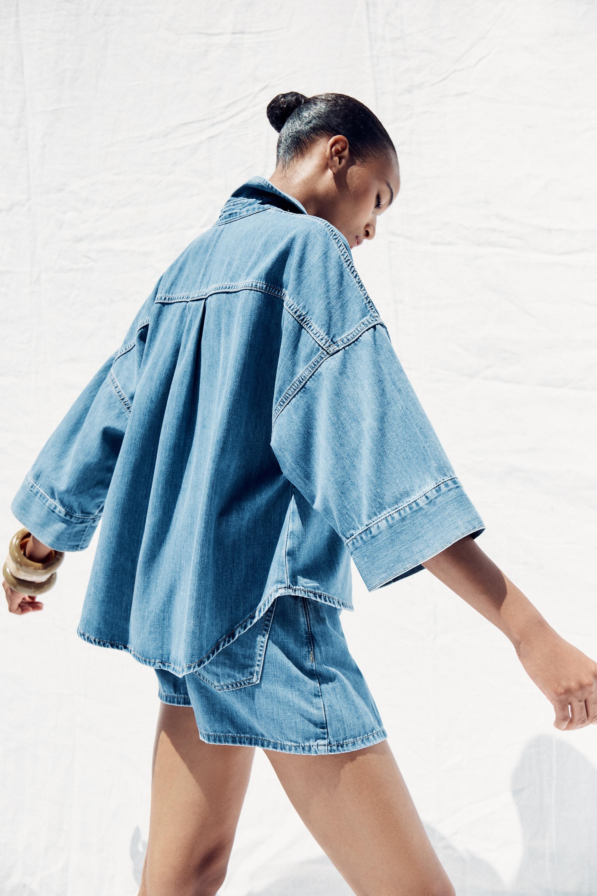 Z1975 FLOWY WIDE-SLEEVE DENIM SHIRT
