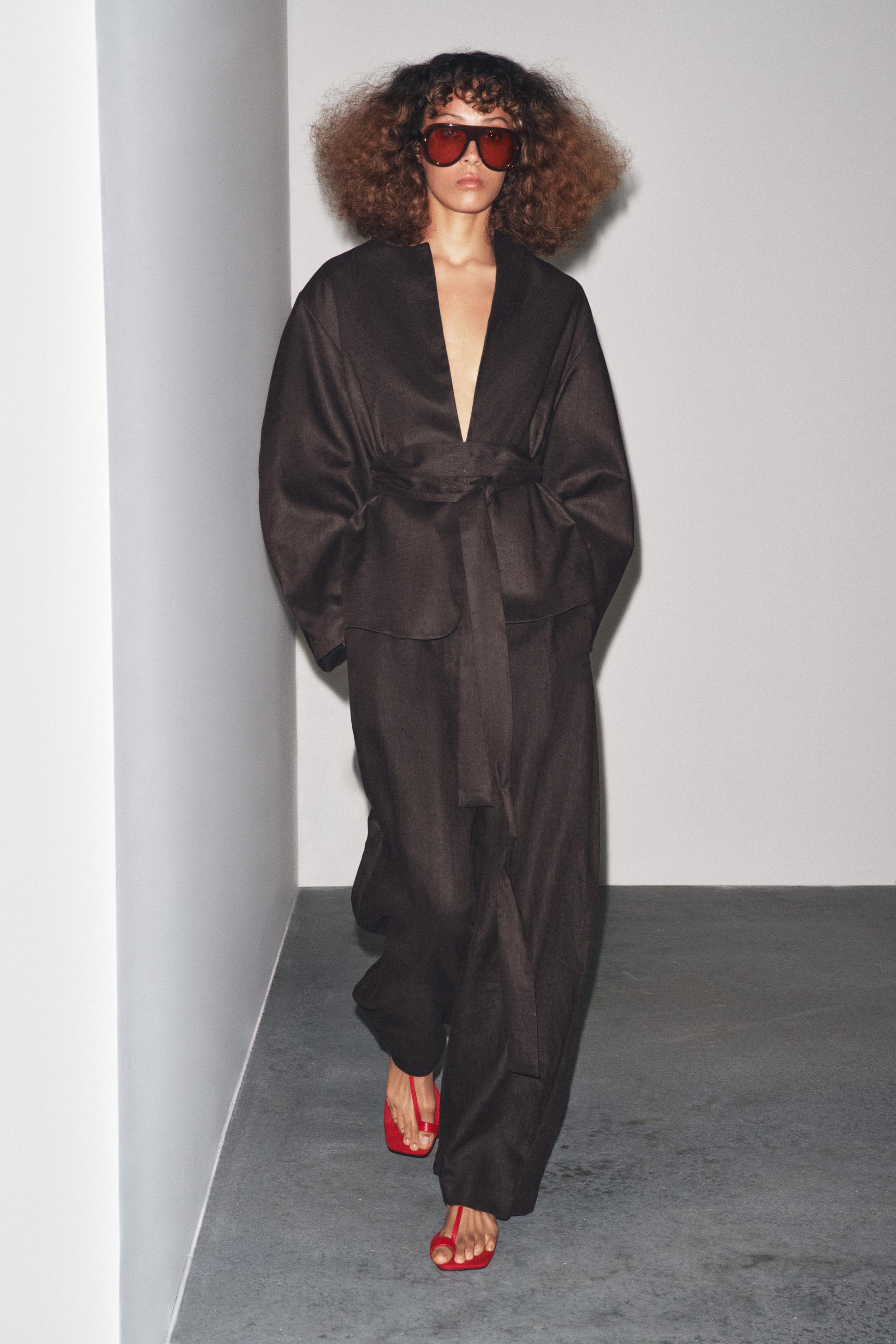 ZW COLLECTION LINEN BELTED KIMONO