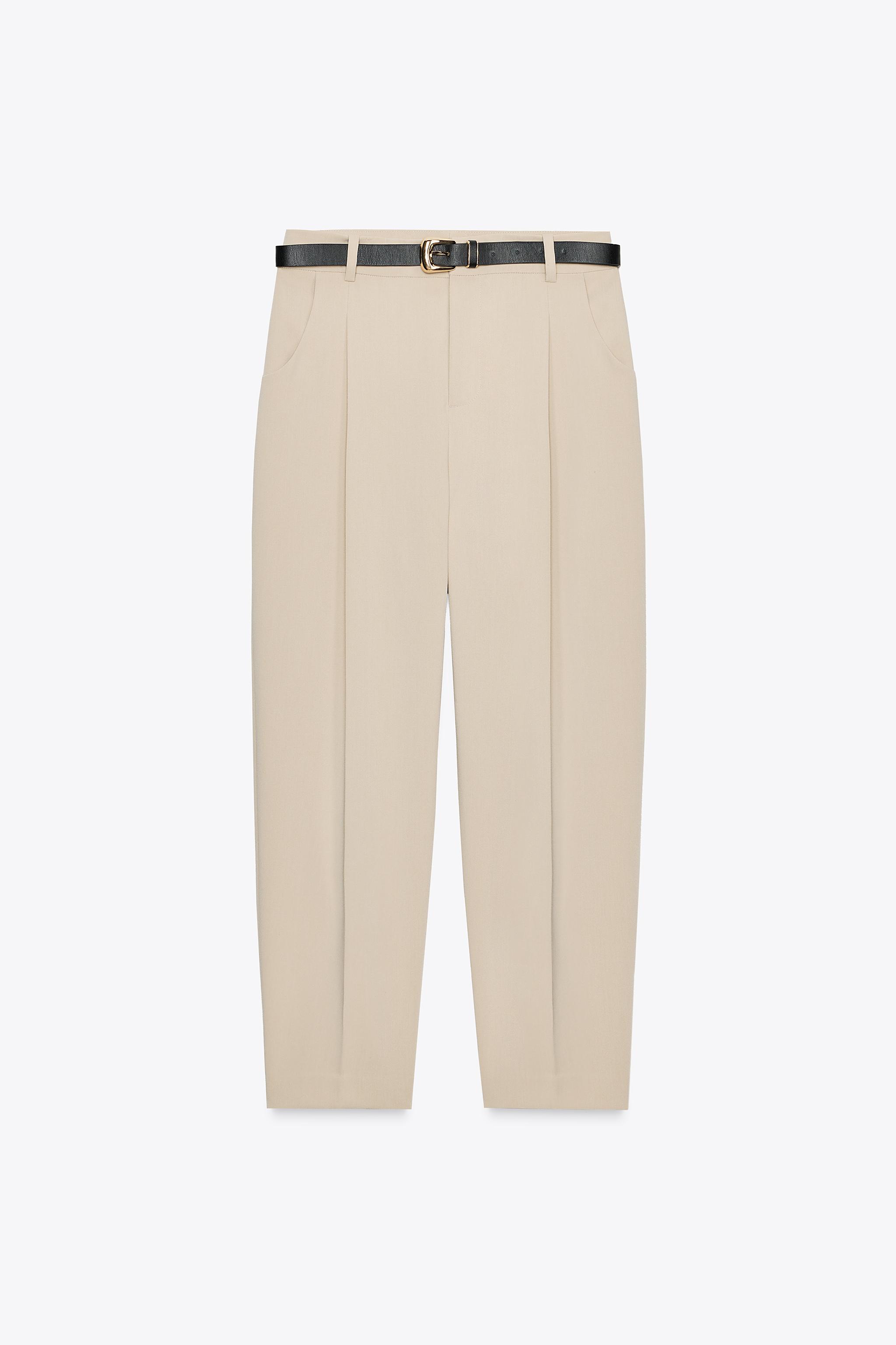 BELTED PLEATED PANTS