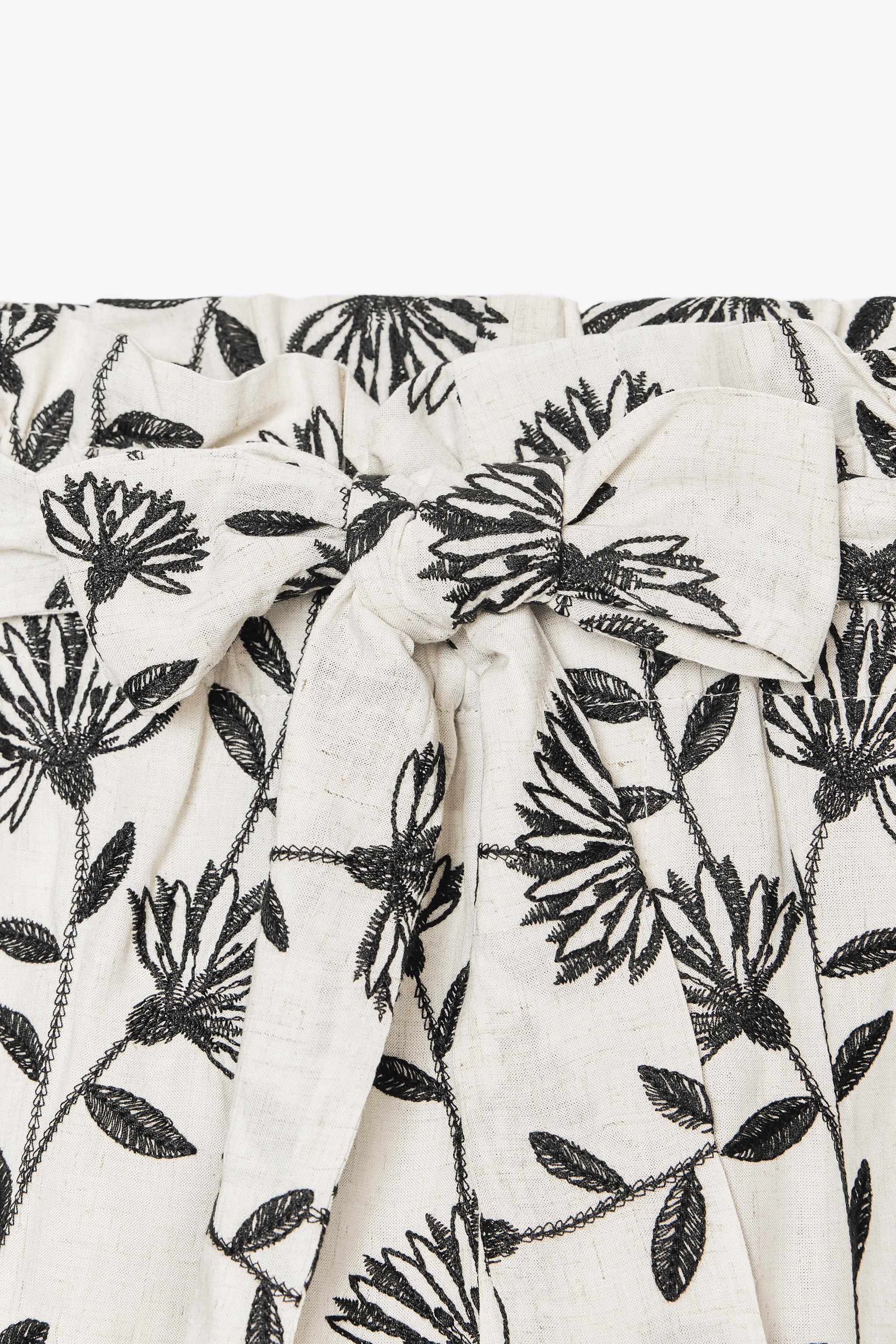 EMBROIDERED PAPER BAG BERMUDA SHORTS