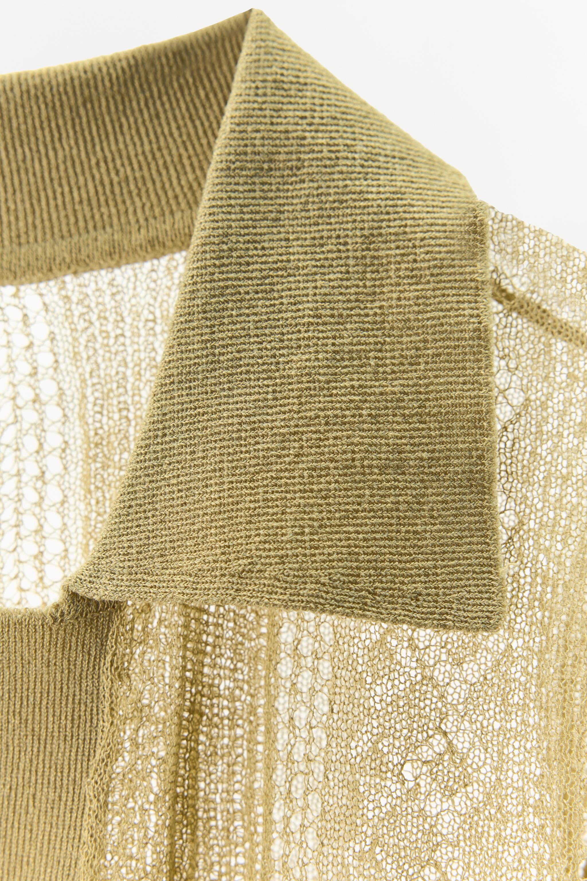 OPENWORK KNIT POLO TOP