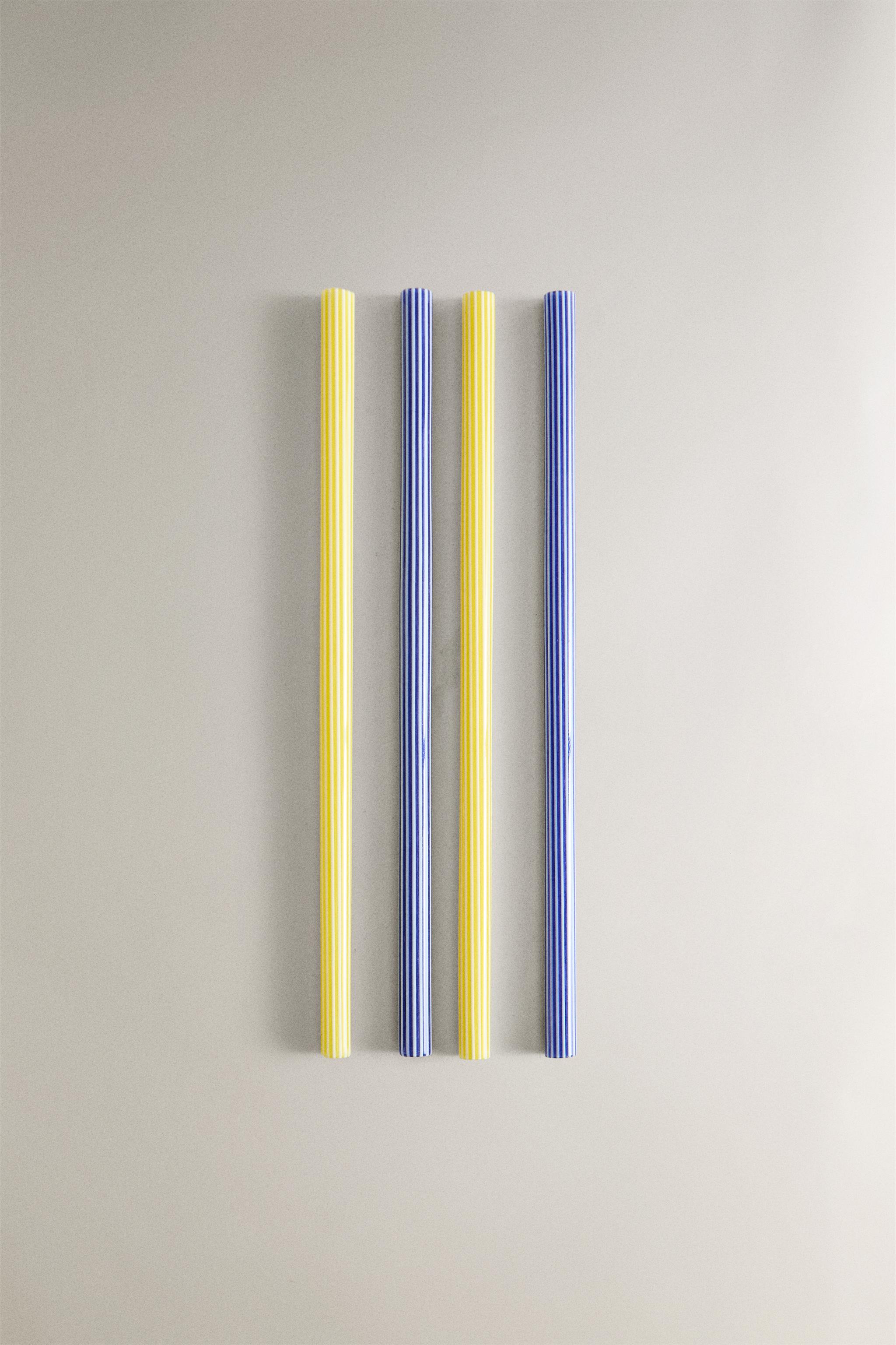 SET OF STRIPED BOROSILICATE GLASS STRAWS (SET OF 4)