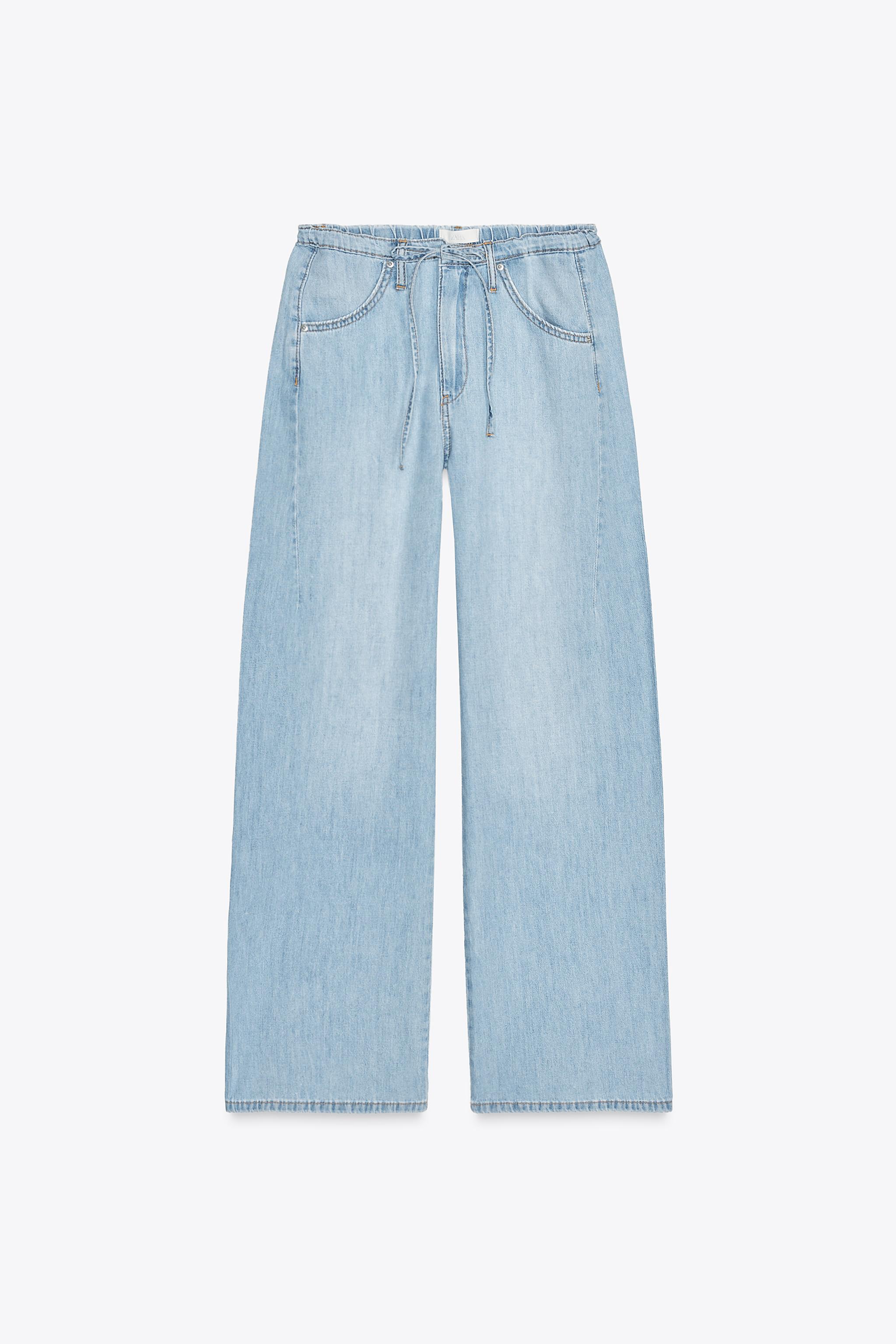 FLOWY DRAWSTRING DENIM PANTS