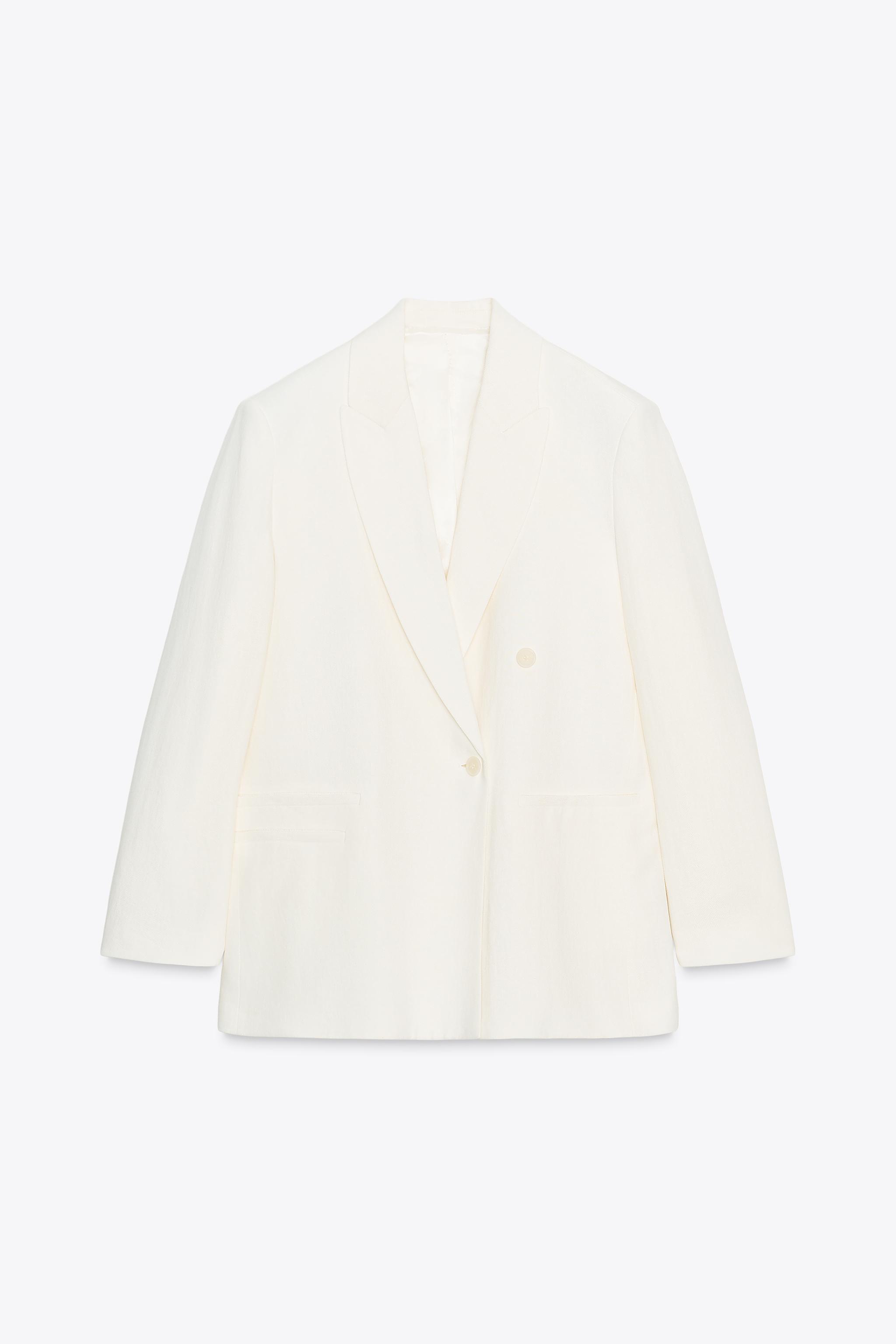 ZW COLLECTION LINEN BLEND DOUBLE BREASTED BLAZER