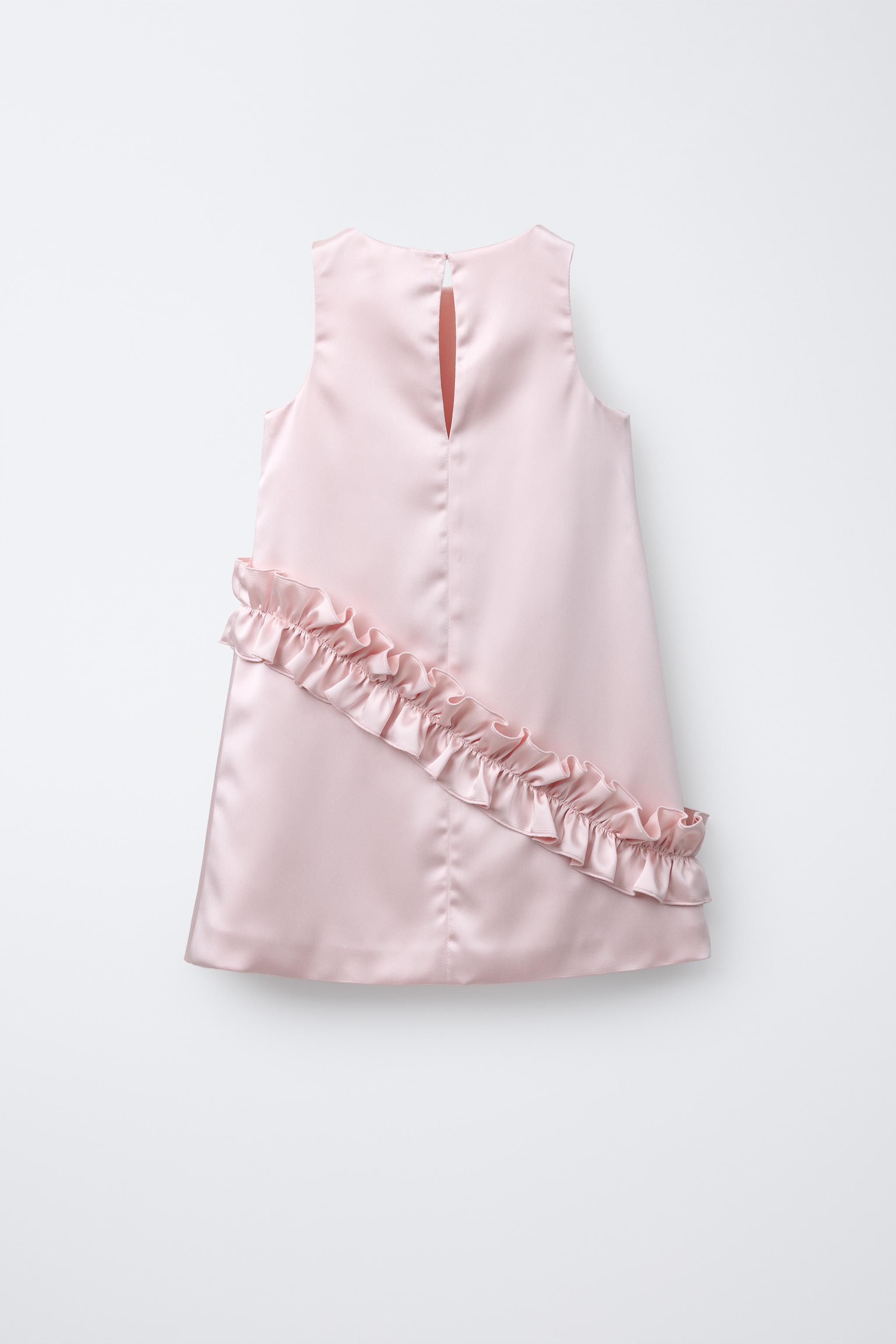 SATIN EFFECT RUFFLED DRESS