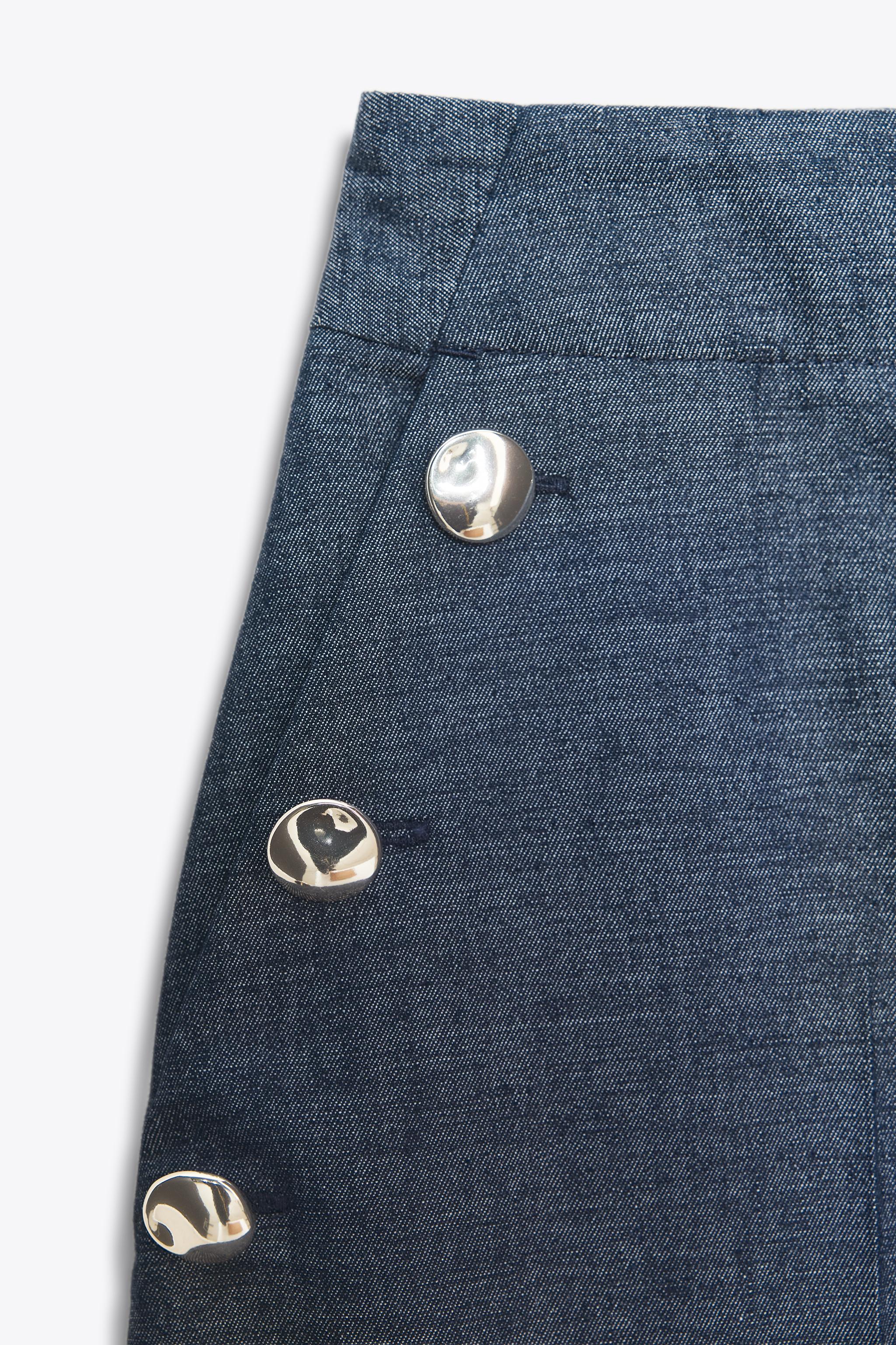 WIDE LEG LINEN PANTS WITH BUTTONS