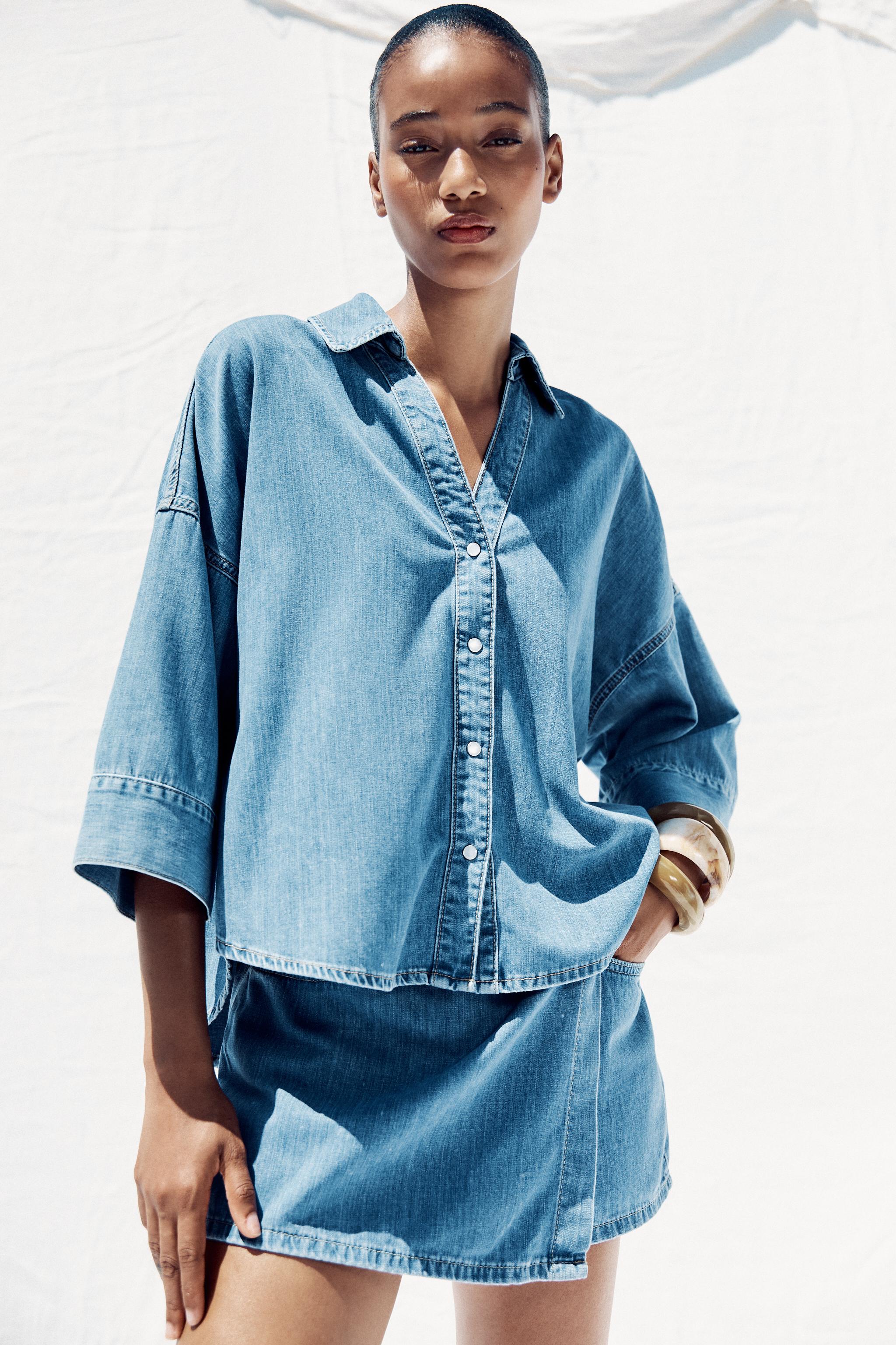 Z1975 FLOWY WIDE-SLEEVE DENIM SHIRT
