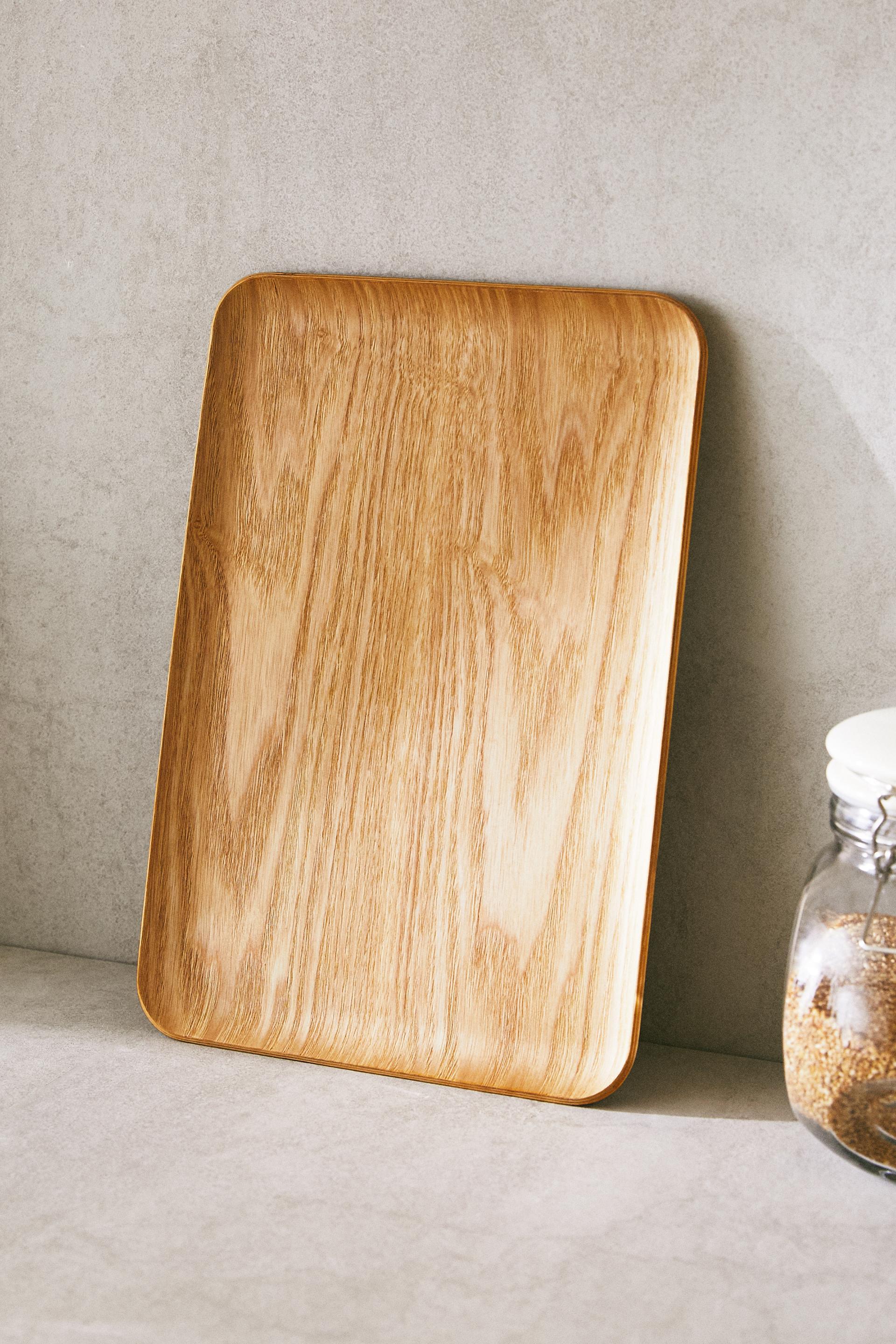 RECTANGULAR NON-SLIP WOODEN TRAY
