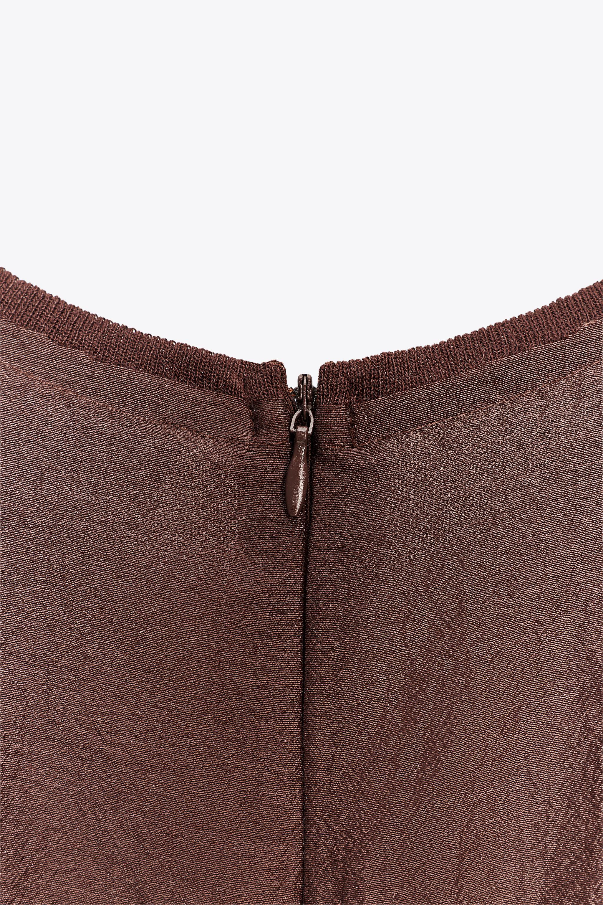 PLEATED WAIST MIXED KNIT DRESS