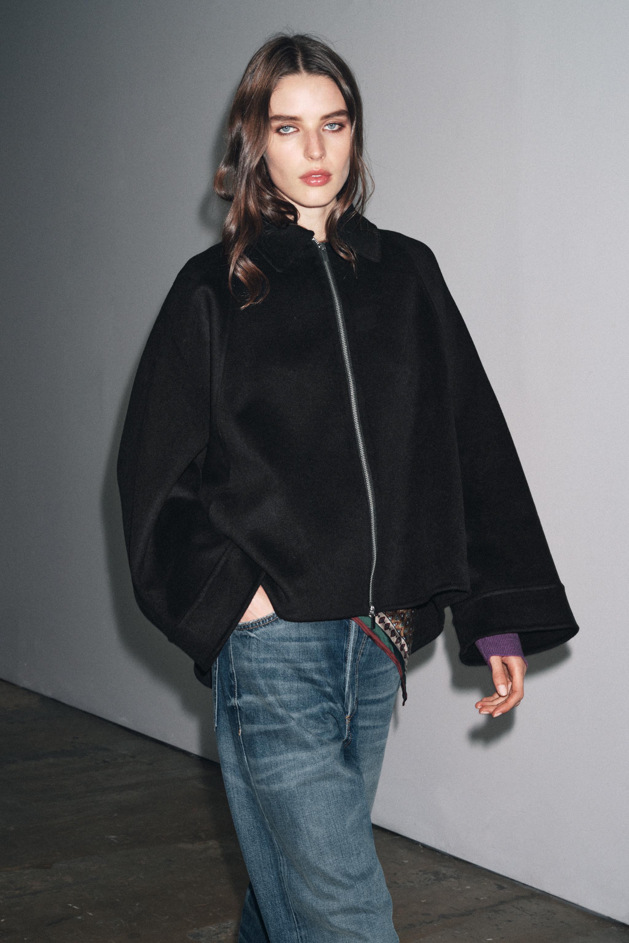 WOOL BLEND ZIP JACKET ZW COLLECTION