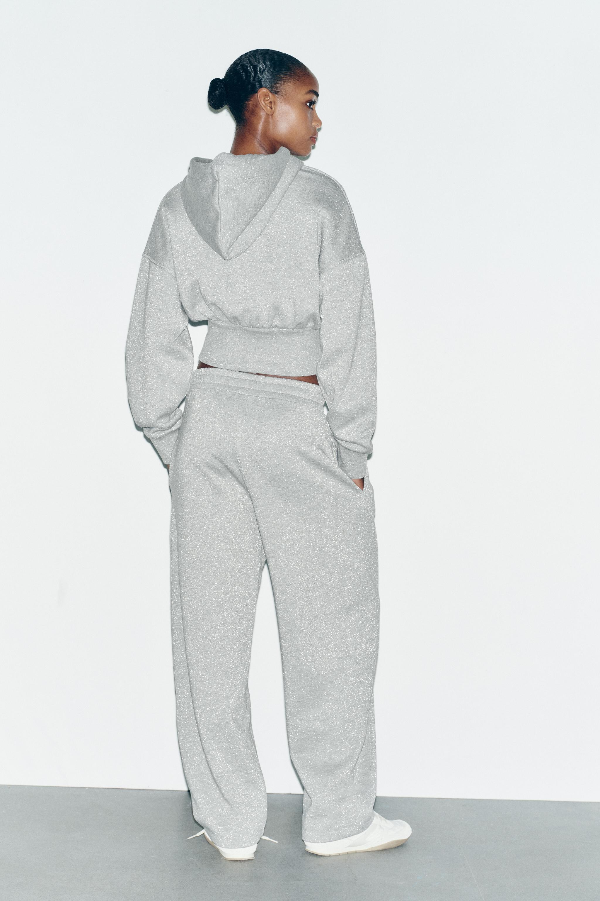 METALLIC THREAD CROP SWEATSHIRT