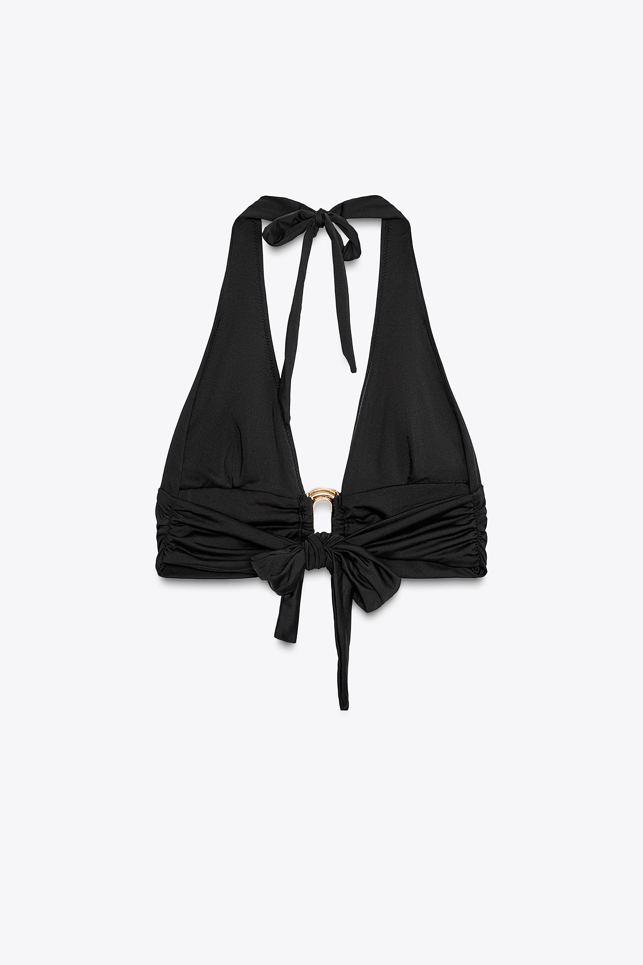 HALTER BIKINI TOP WITH METAL DETAIL