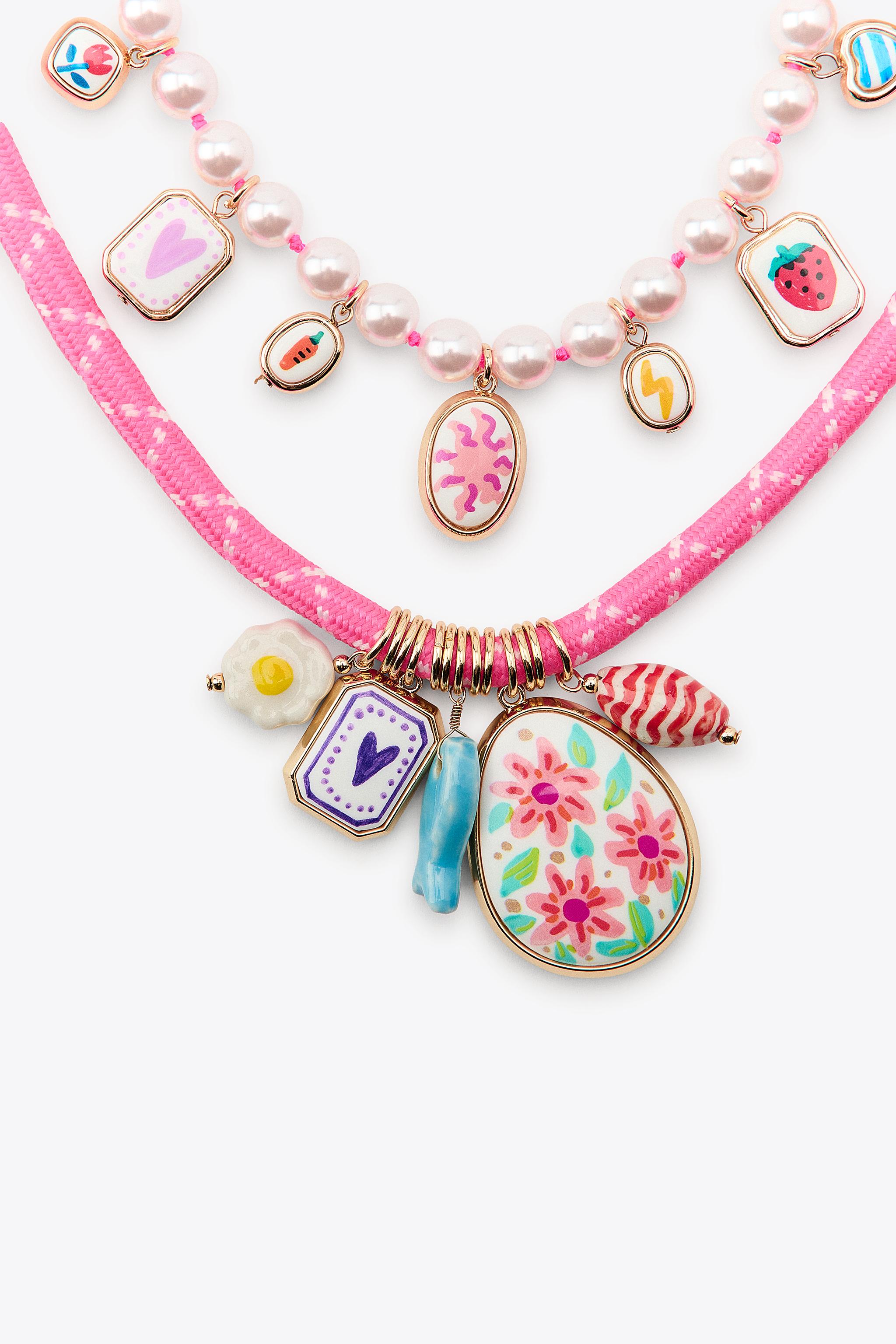 PACK OF 2 PEARL CORD CHARM NECKLACES