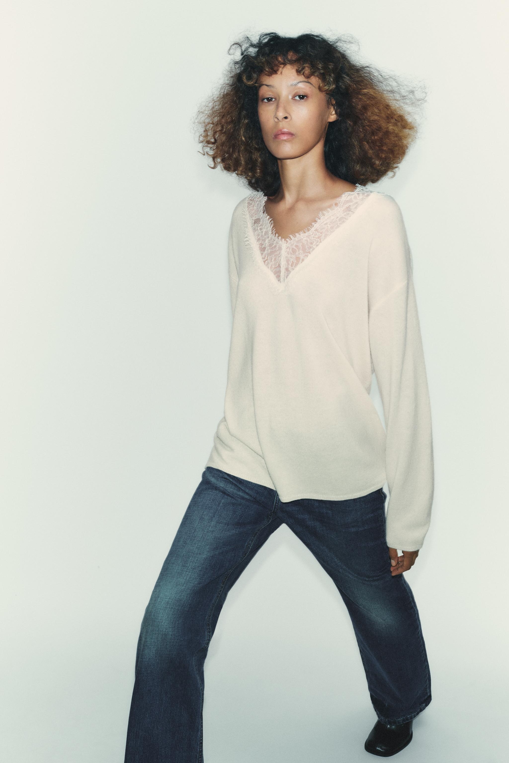 WOOL KNIT LACE SWEATER