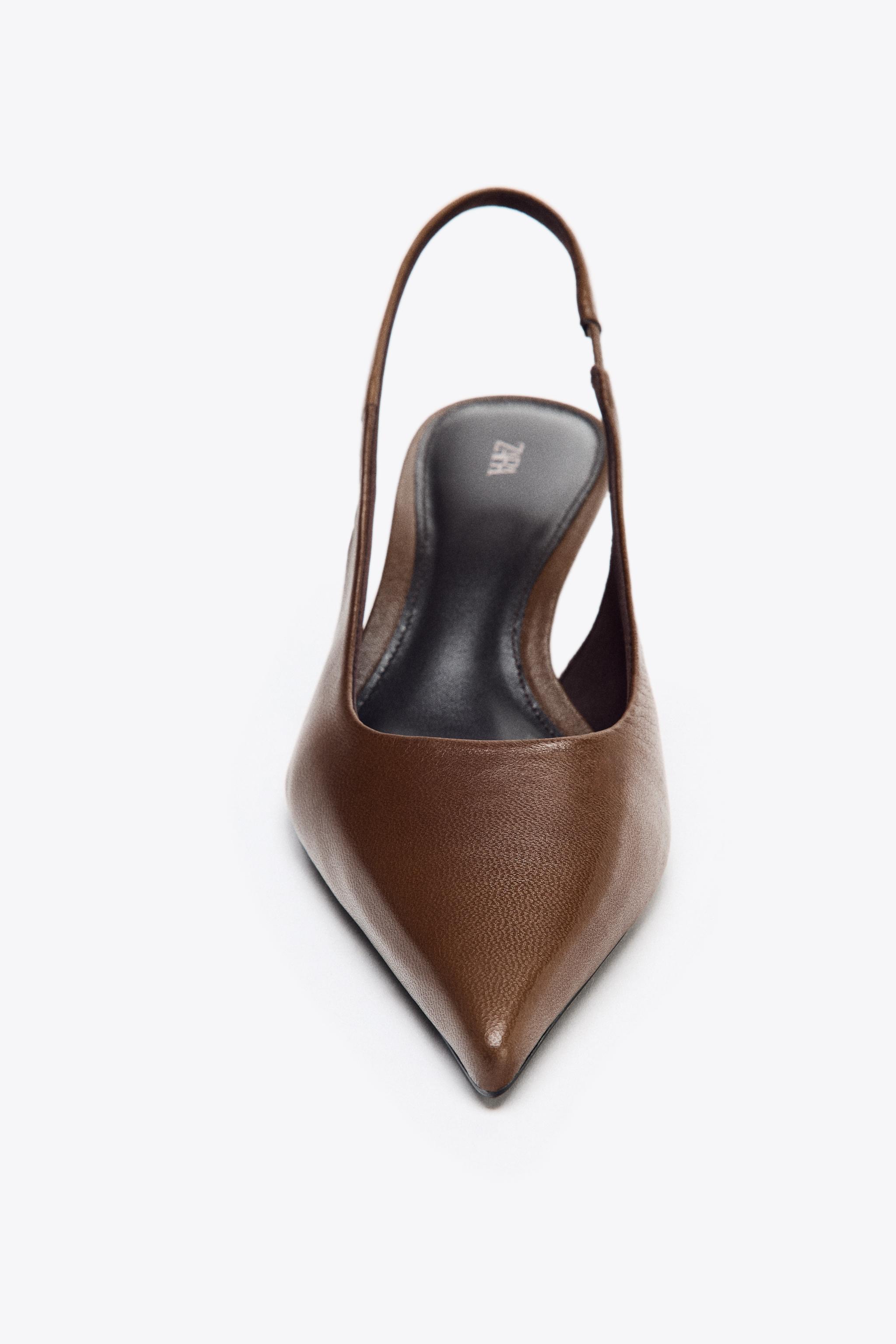 LEATHER KITTEN HEEL SHOES