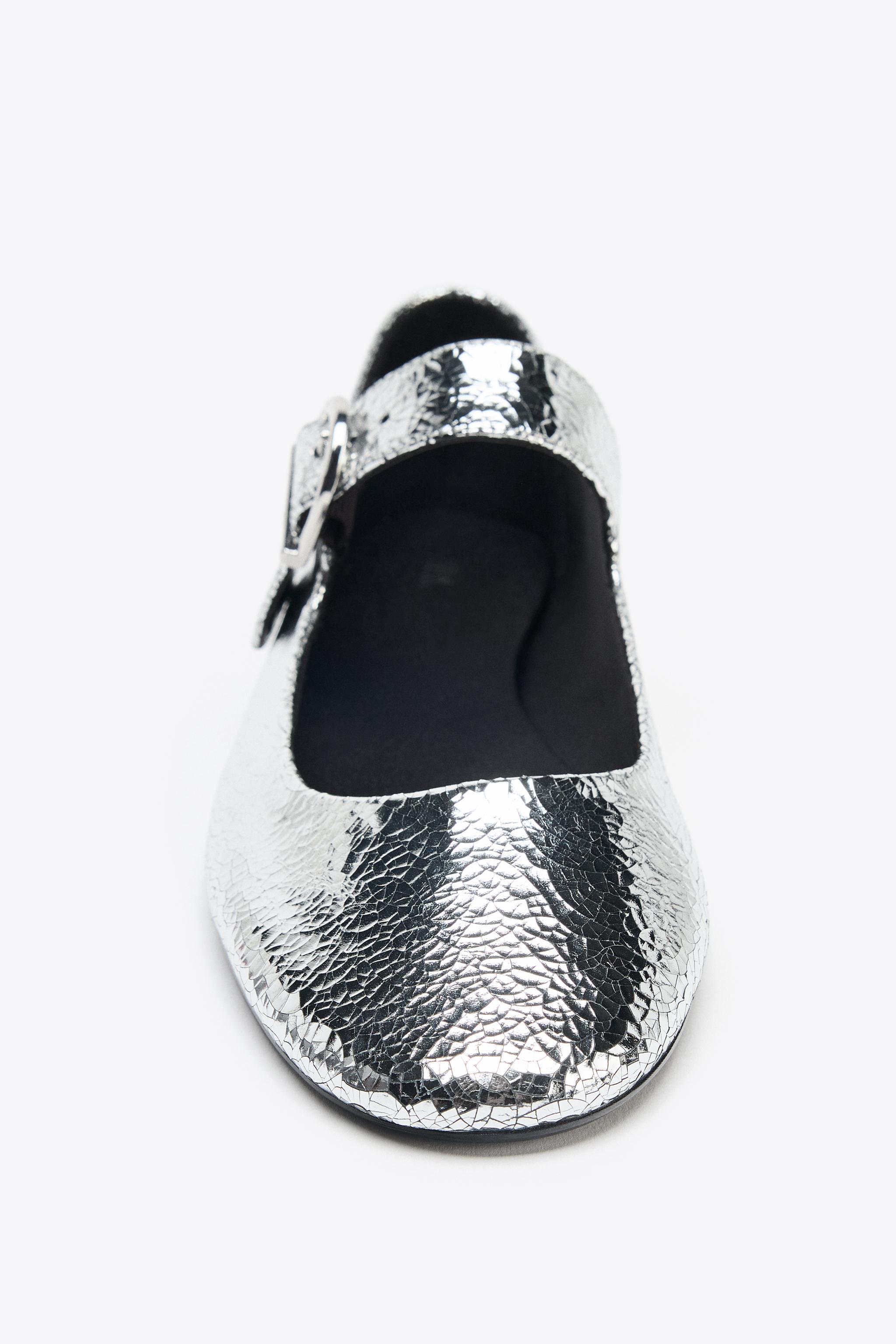 METALLIC LEATHER BALLET FLATS