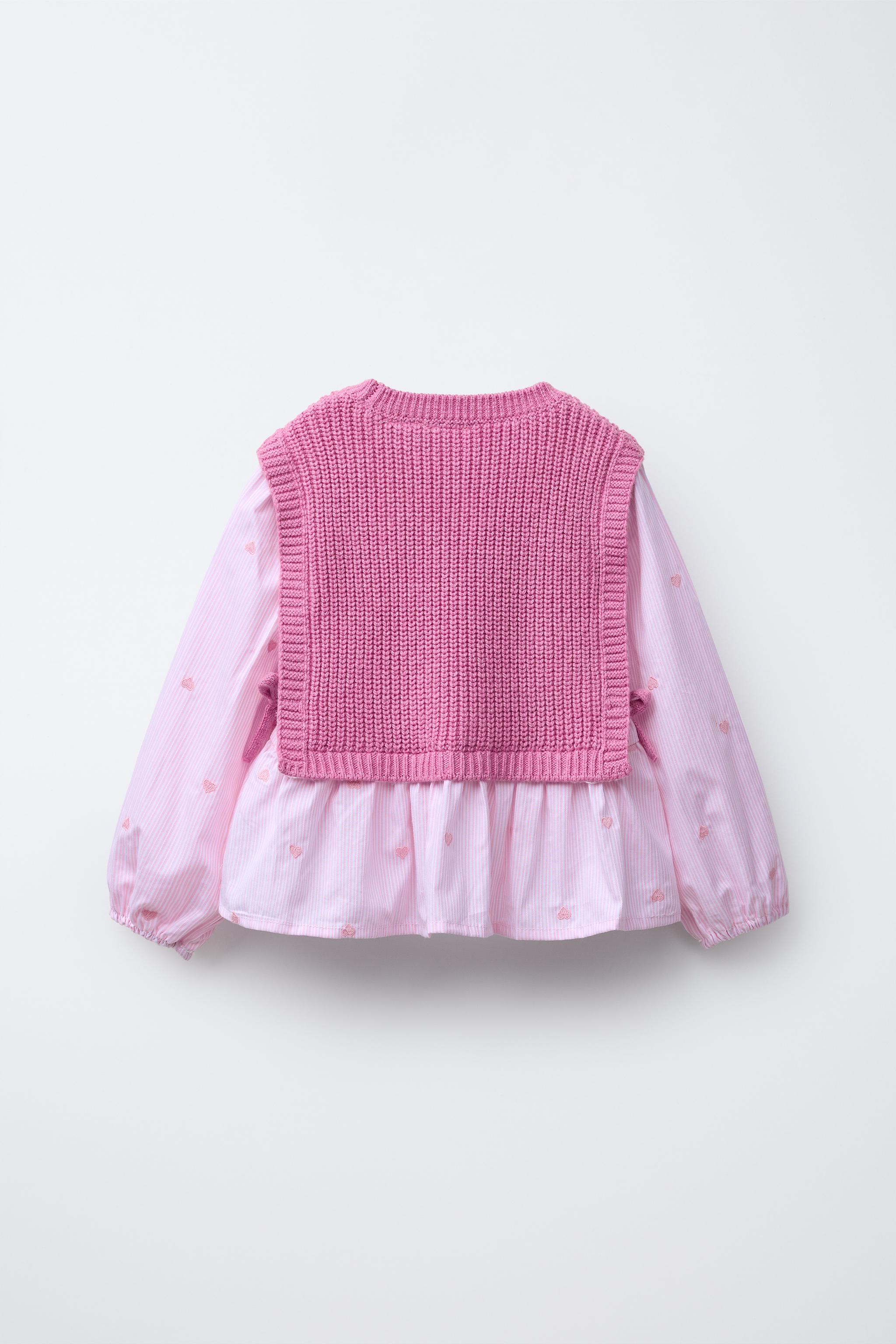 EMBROIDERED HEART SHIRT WITH KNIT VEST