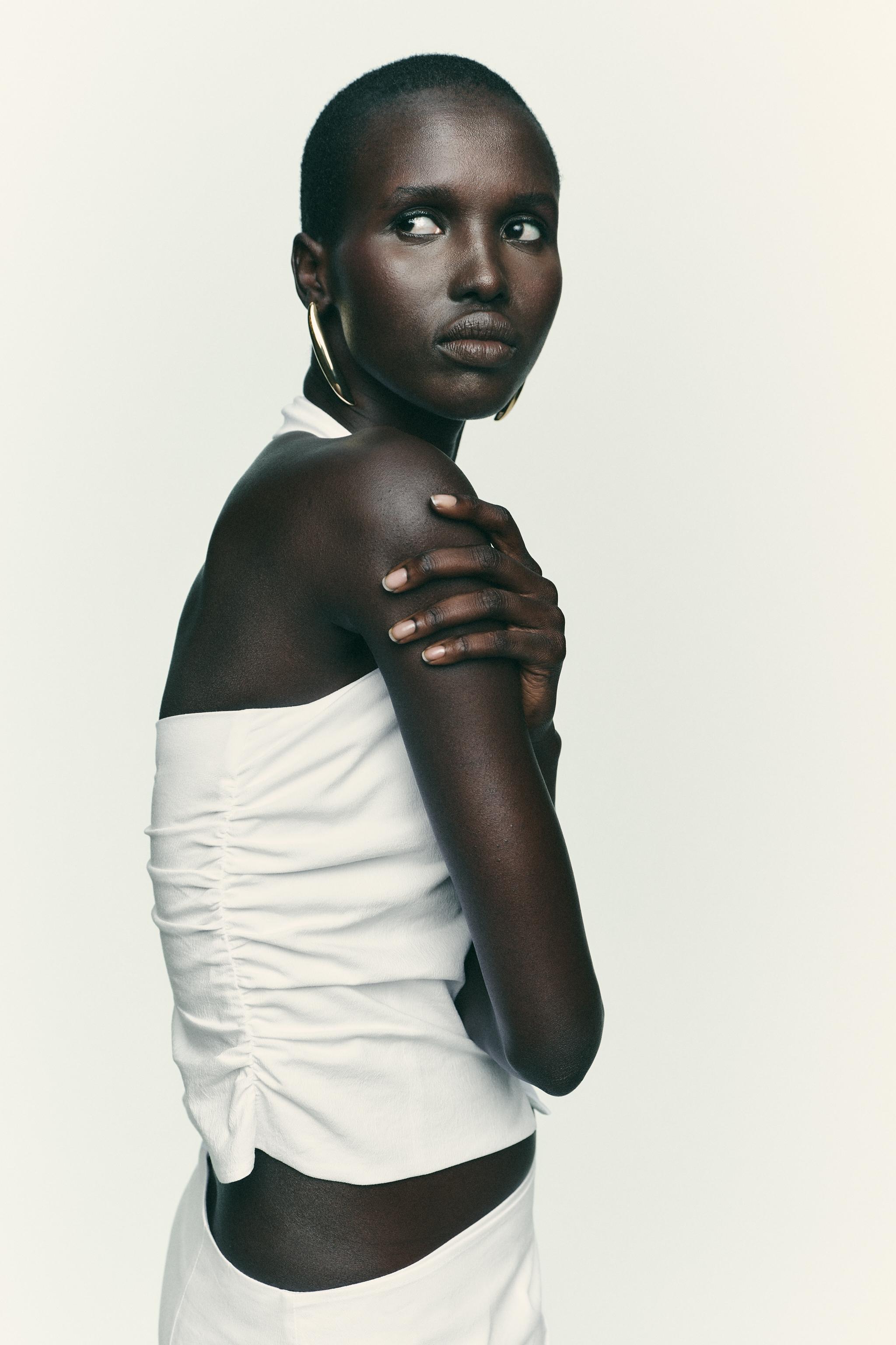 RUCHED HALTER VEST TOP