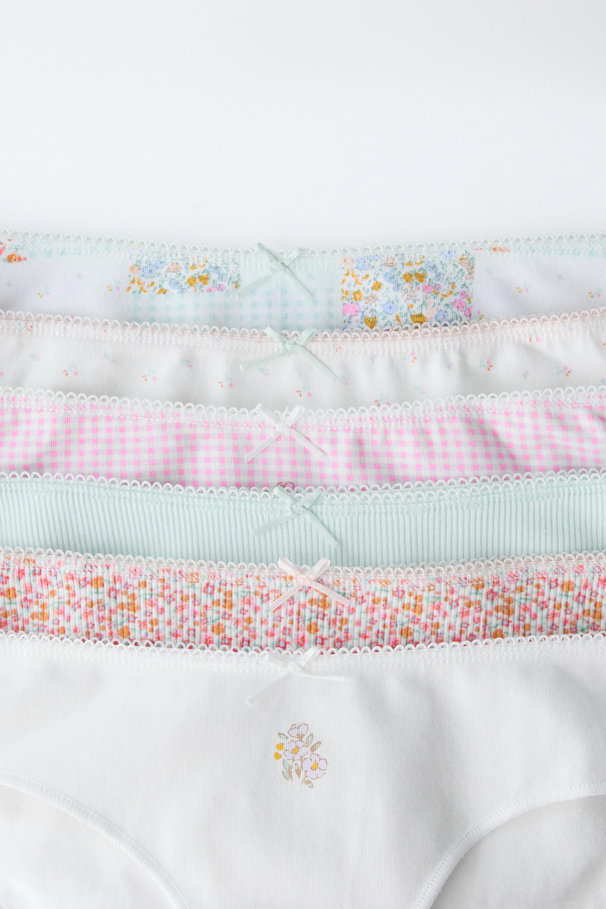 6-14 YEARS/ SIX-PACK OF PATCHWORK AND RIBBED FLORAL UNDERWEAR