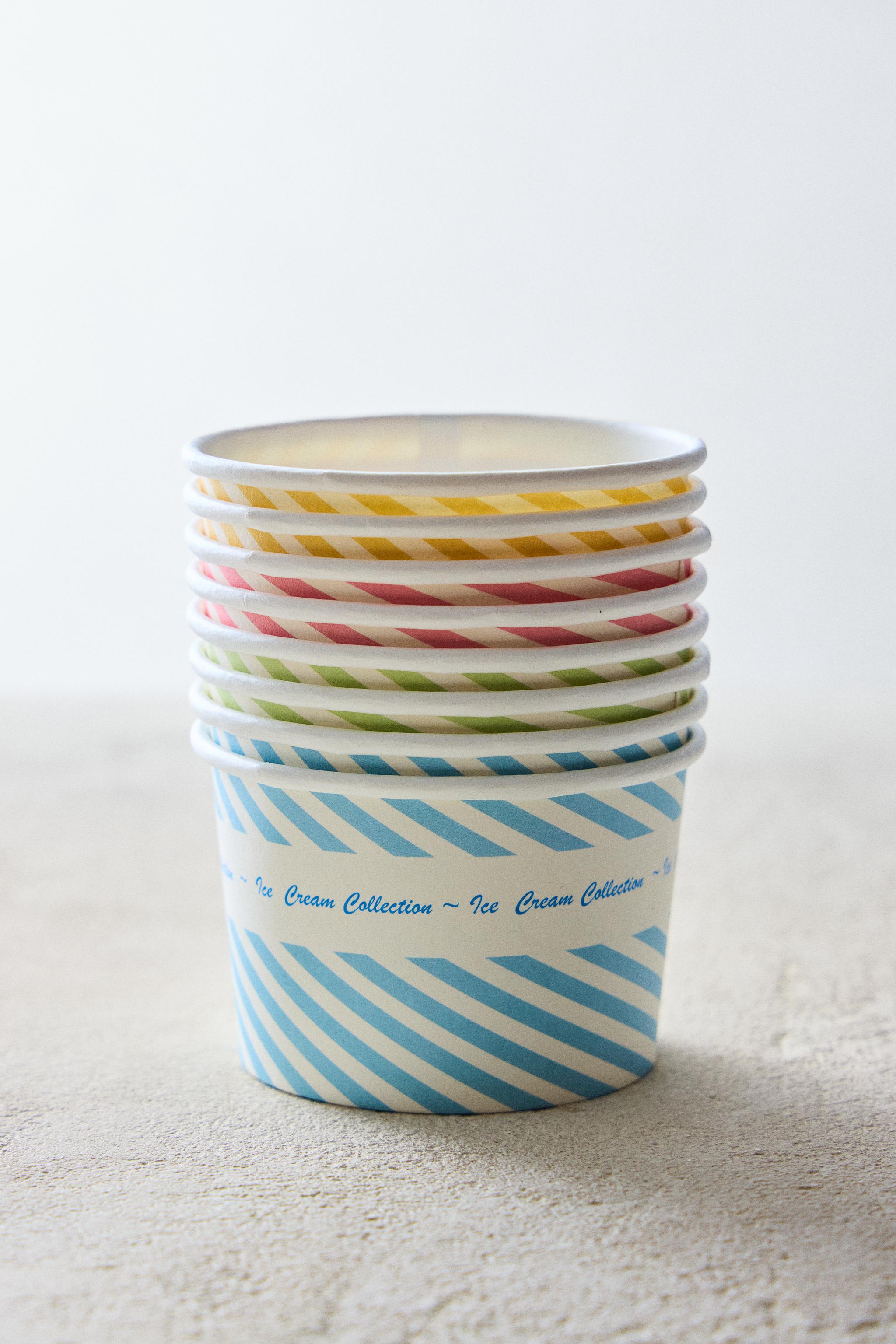 SET OF STRIPED ICE CREAM CUPS (SET OF 8)