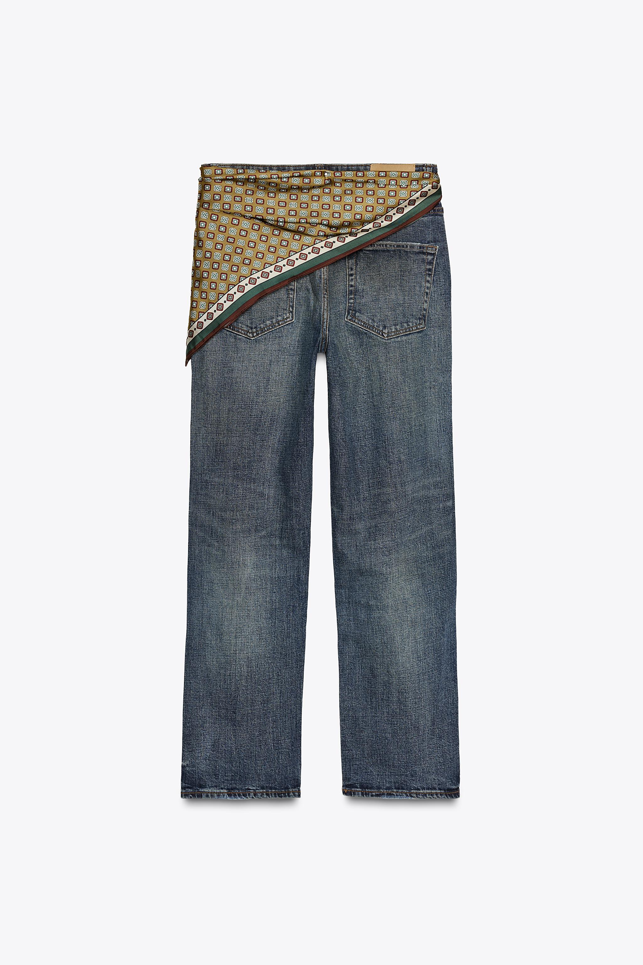 ZW COLLECTION LOW-RISE SCARF BAGGY JEANS