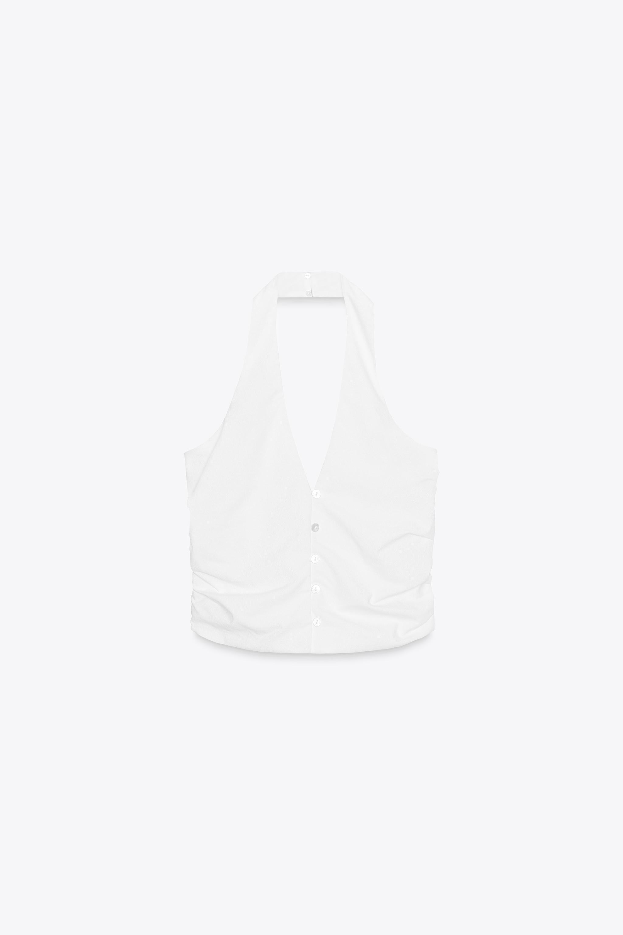 RUCHED HALTER VEST TOP