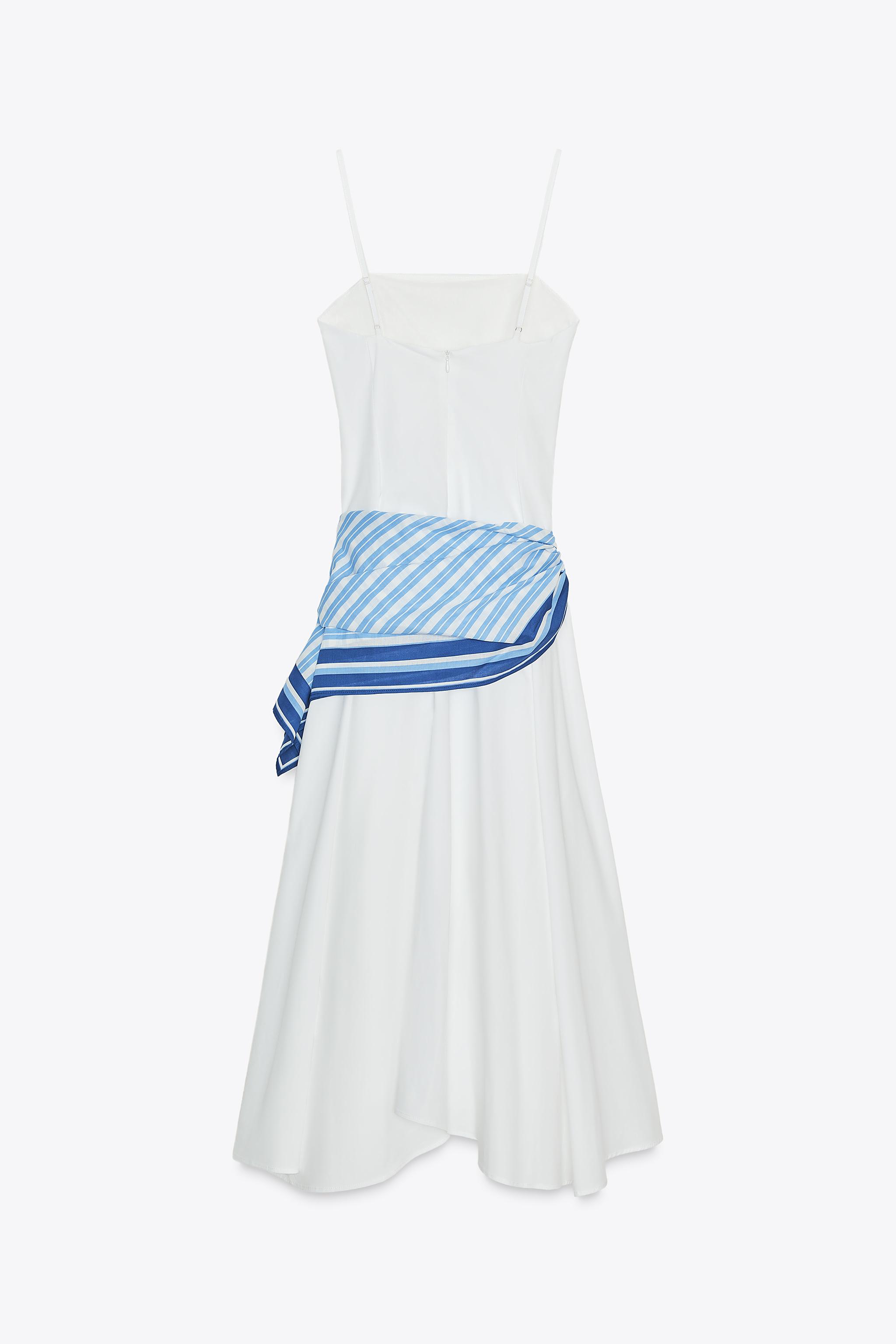 STRIPED SCARF MIDI DRESS