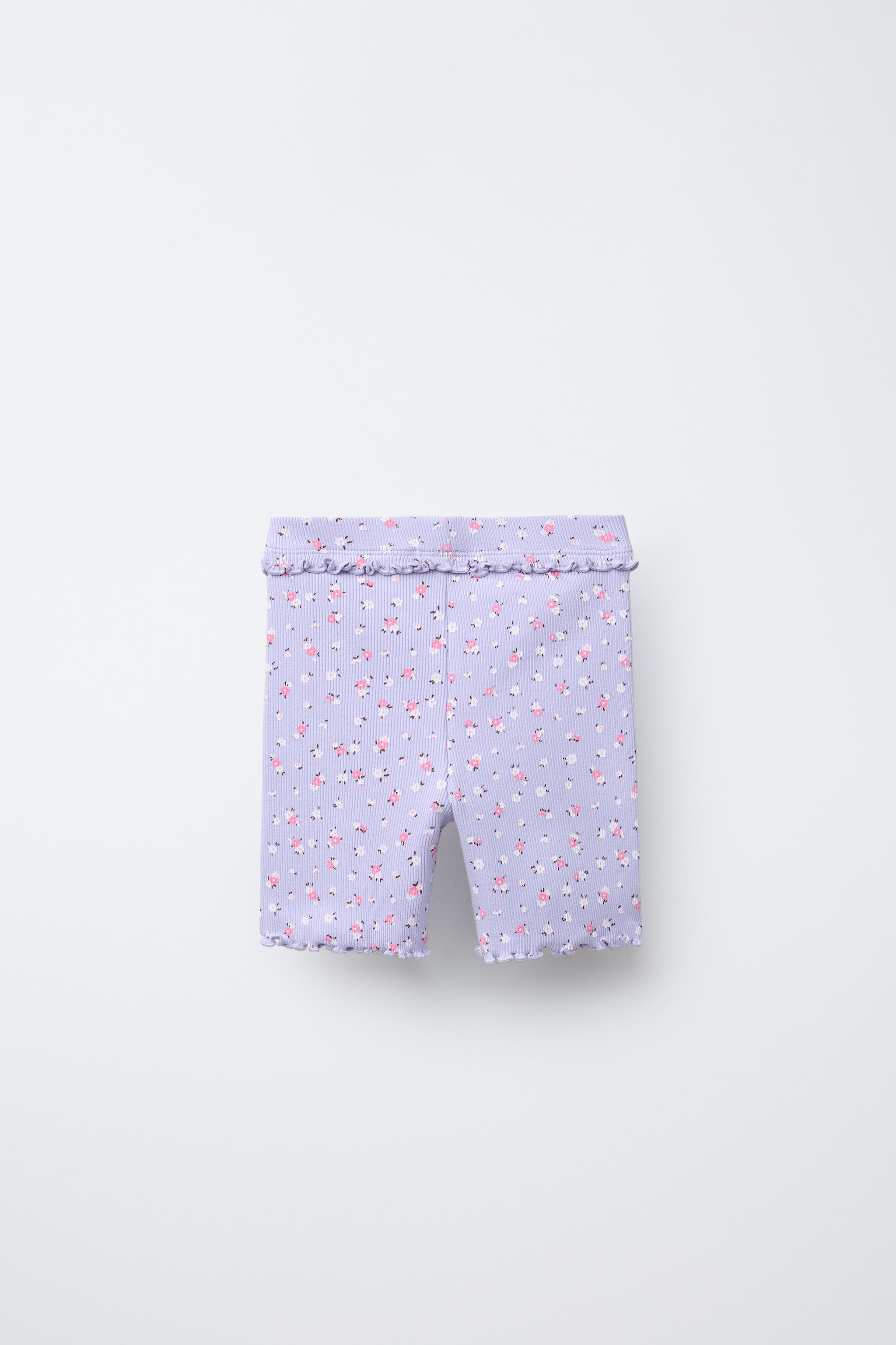 PACK OF TWO FLORAL RIBBED BIKER LEGGINGS