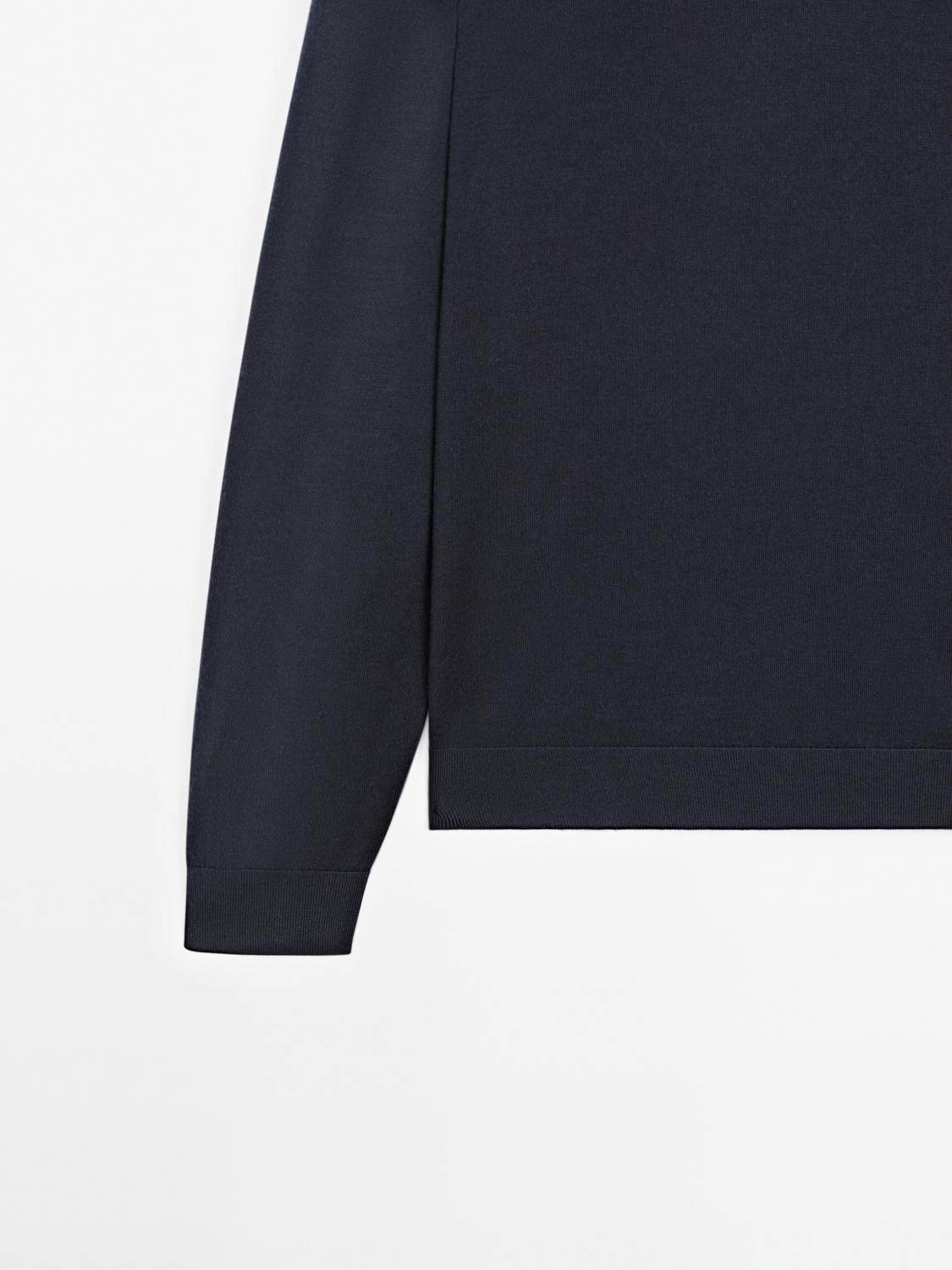 100% merino wool knit polo sweater