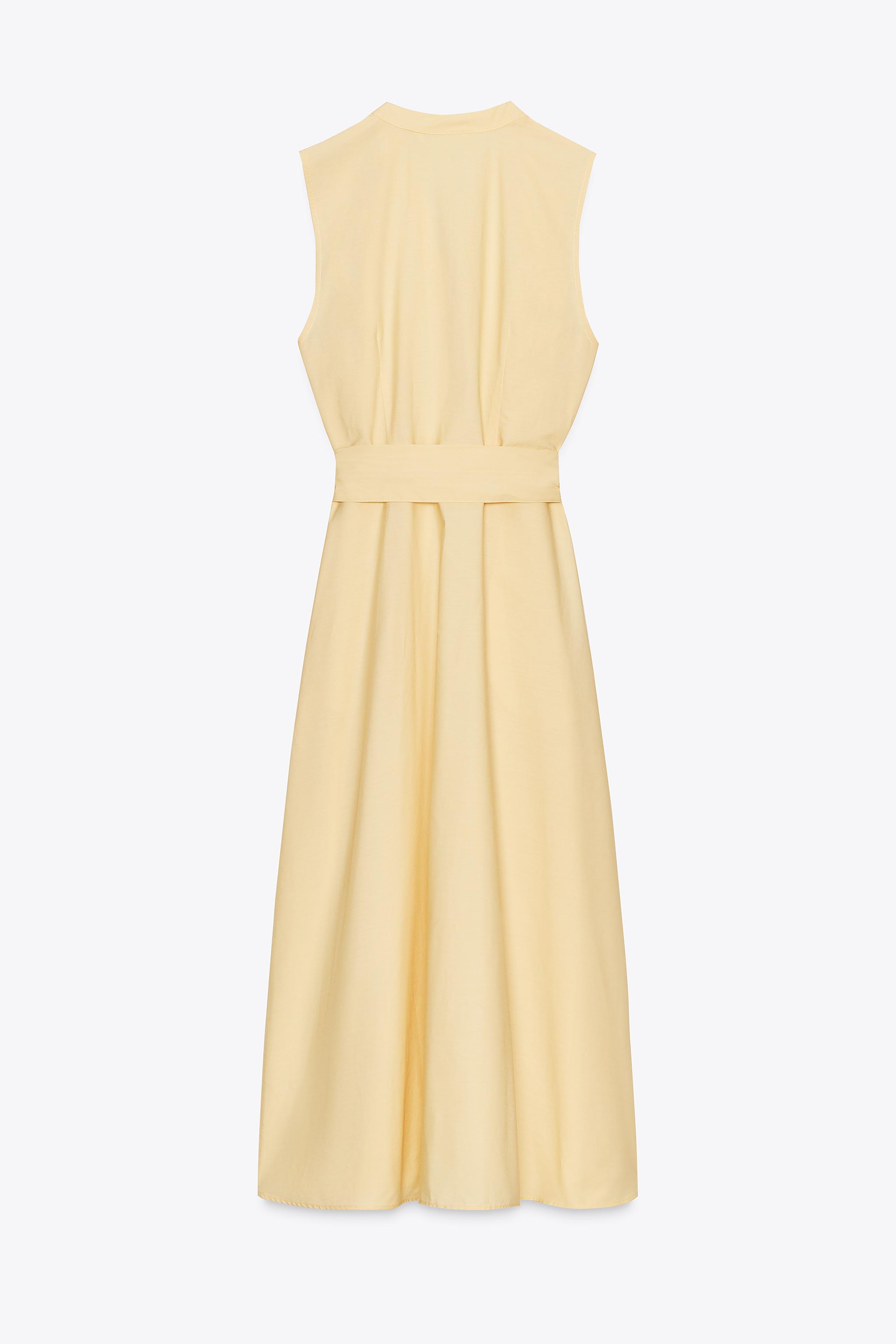 BELTED POPLIN MIDI DRESS