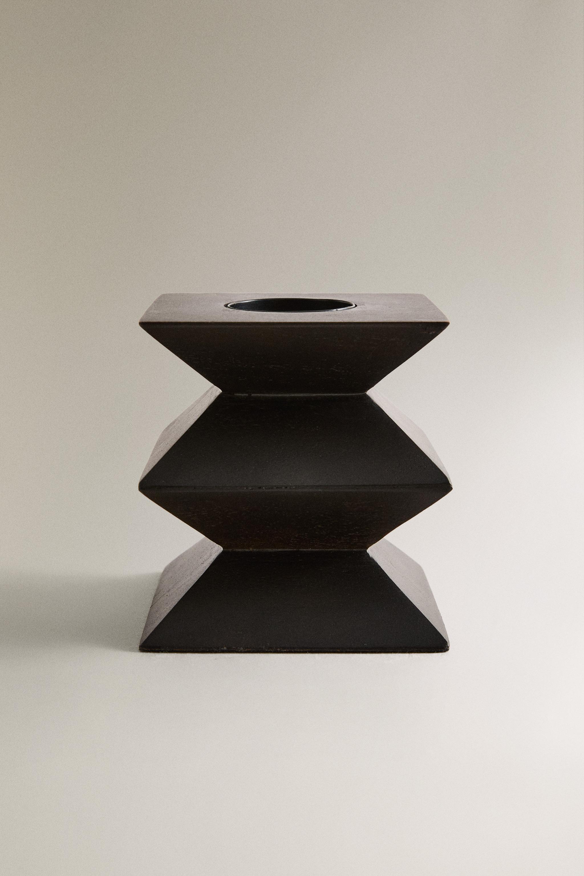 WOODEN PRISM CANDLESTICK