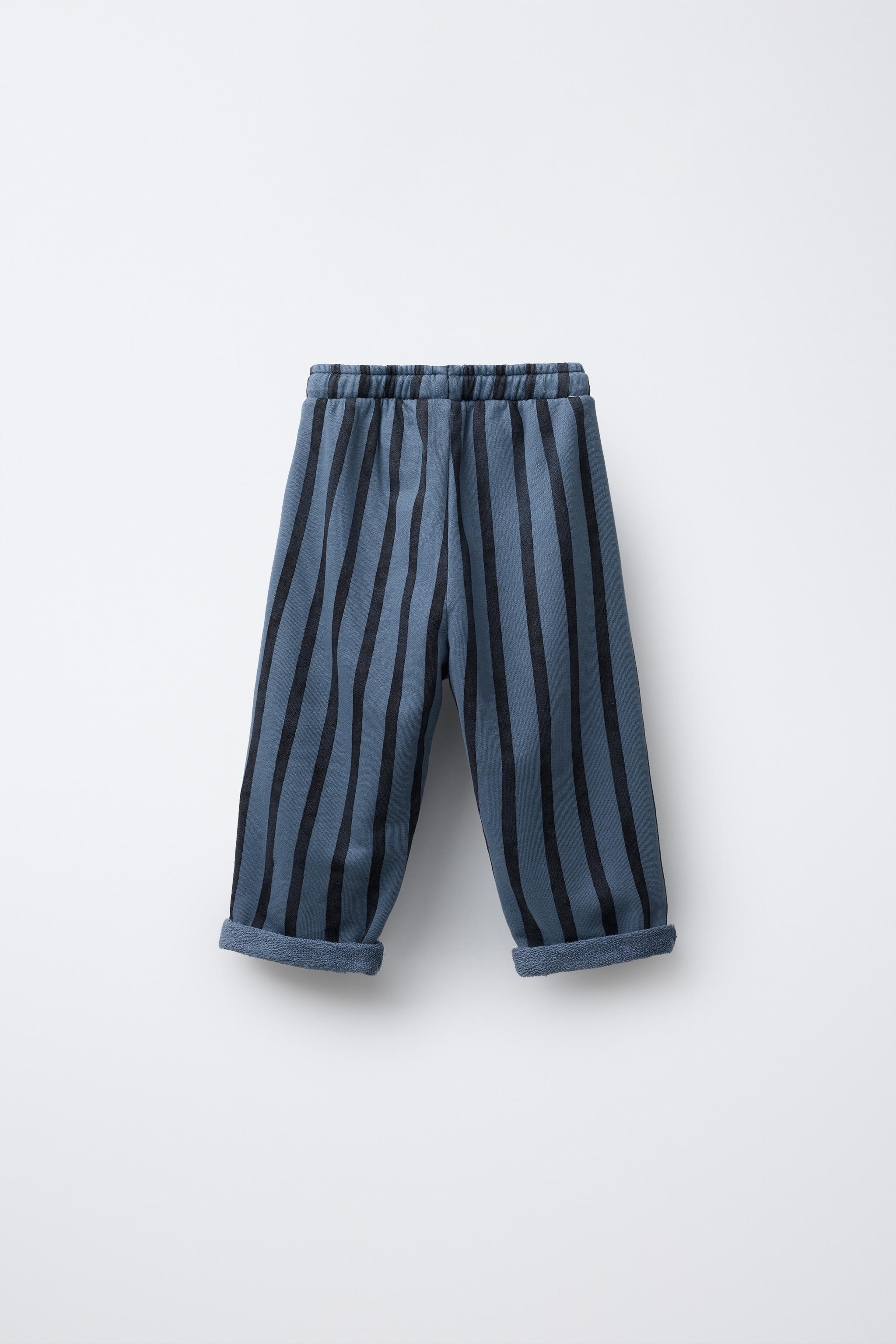STRIPED BAGGY PLUSH PANTS