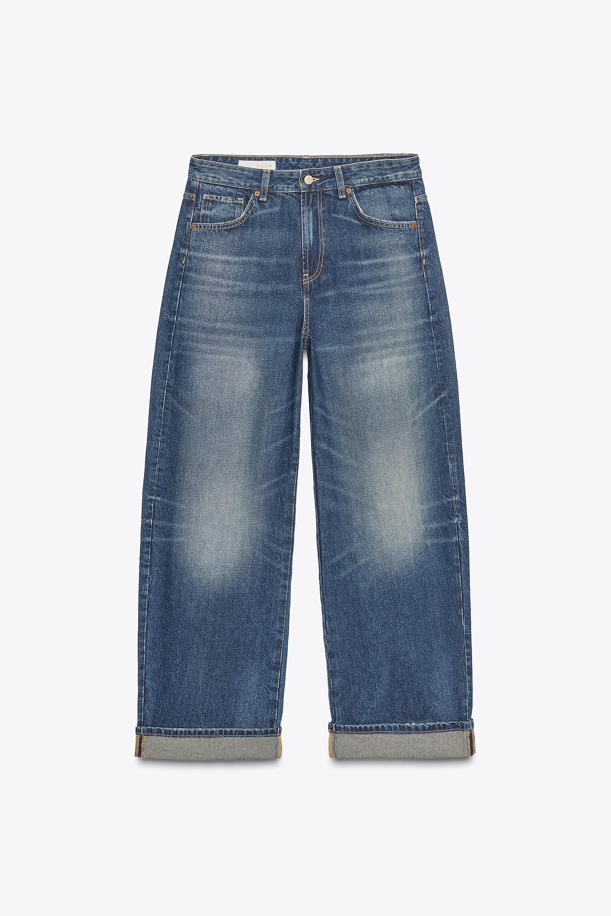 TRF MID-RISE BAGGY FOLDED JEANS